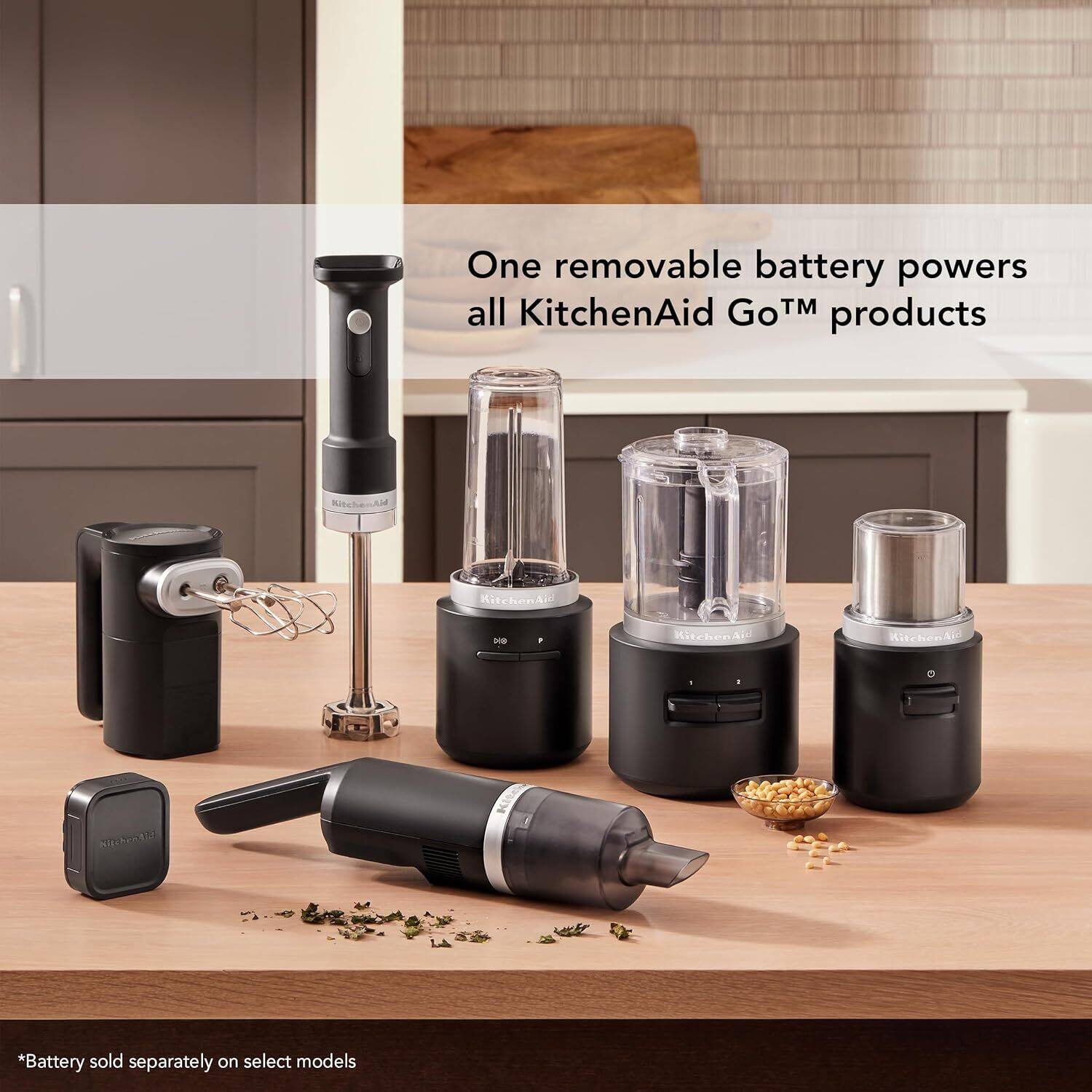 One removable battery powers all KitchenAid Go™ products

*Battery sold separately on select models