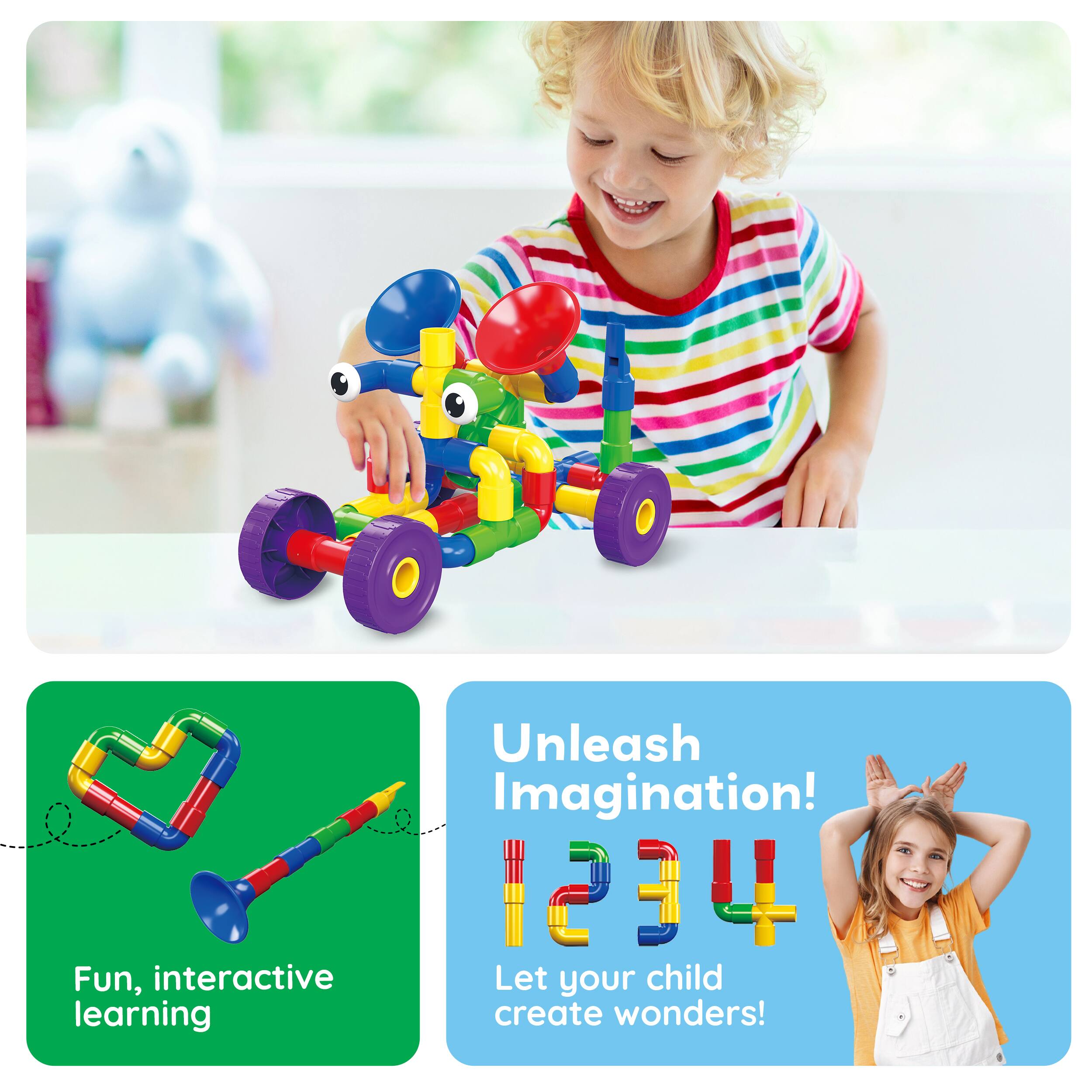 Fun, interactive learning  
Unleash Imagination!  
1234  
Let your child create wonders!