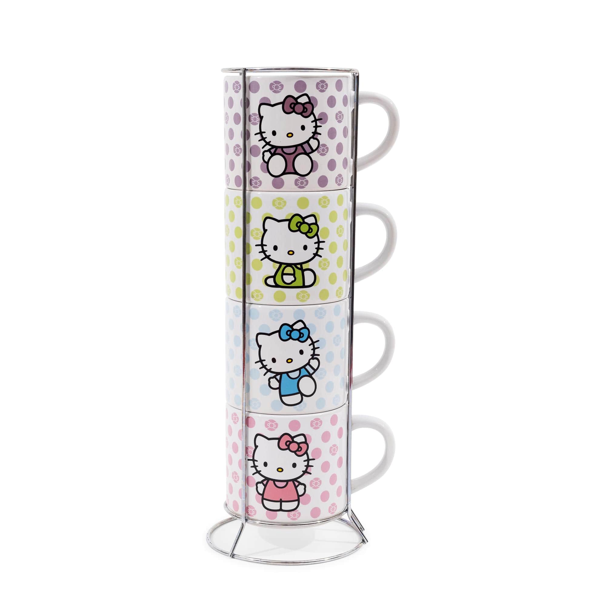 Silver Buffalo - Sanrio Hello Kitty 4-Piece Stacking Mug Set With Wire Rack | Each Hold 10 Ounces - Multicolored