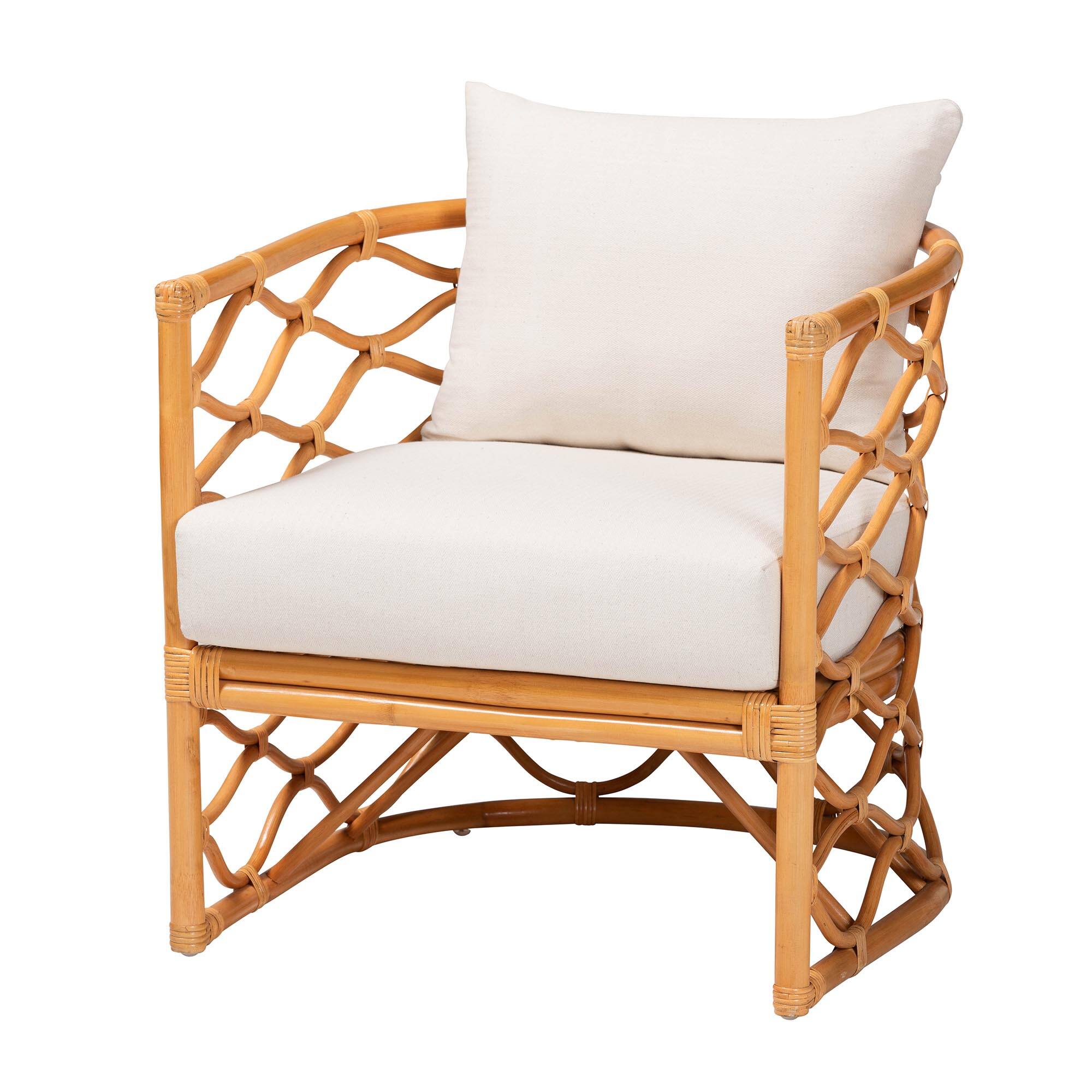 Front. bali & pari - Acelynn Bohemian Rattan Arm Chair - Light Honey.