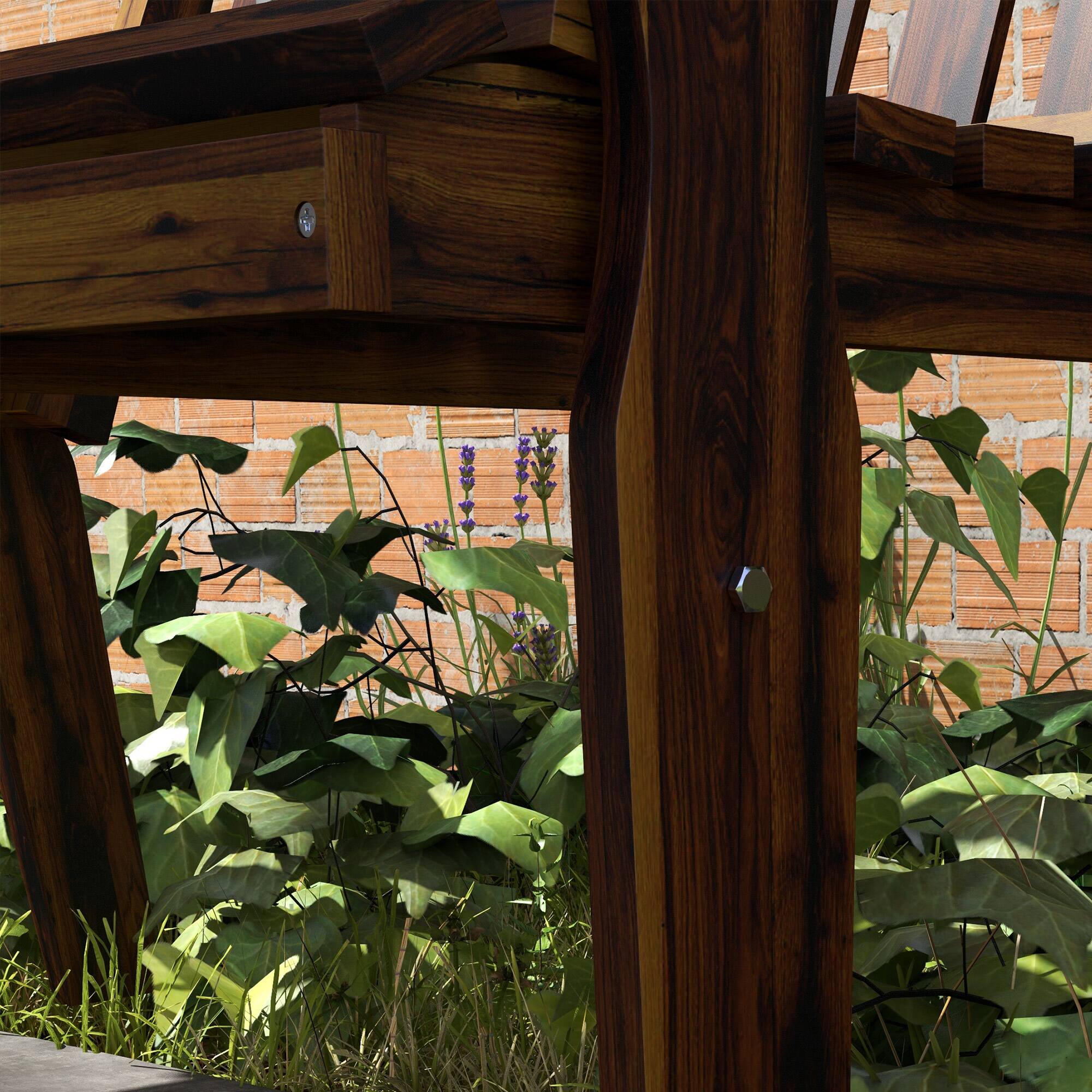 Alt View 5. Outsunny - Outsunny Wood Outdoor Bench, 2-Person Garden Bench with Cupholder Armrests, Slatted Seat and Backrest - Carbonized.