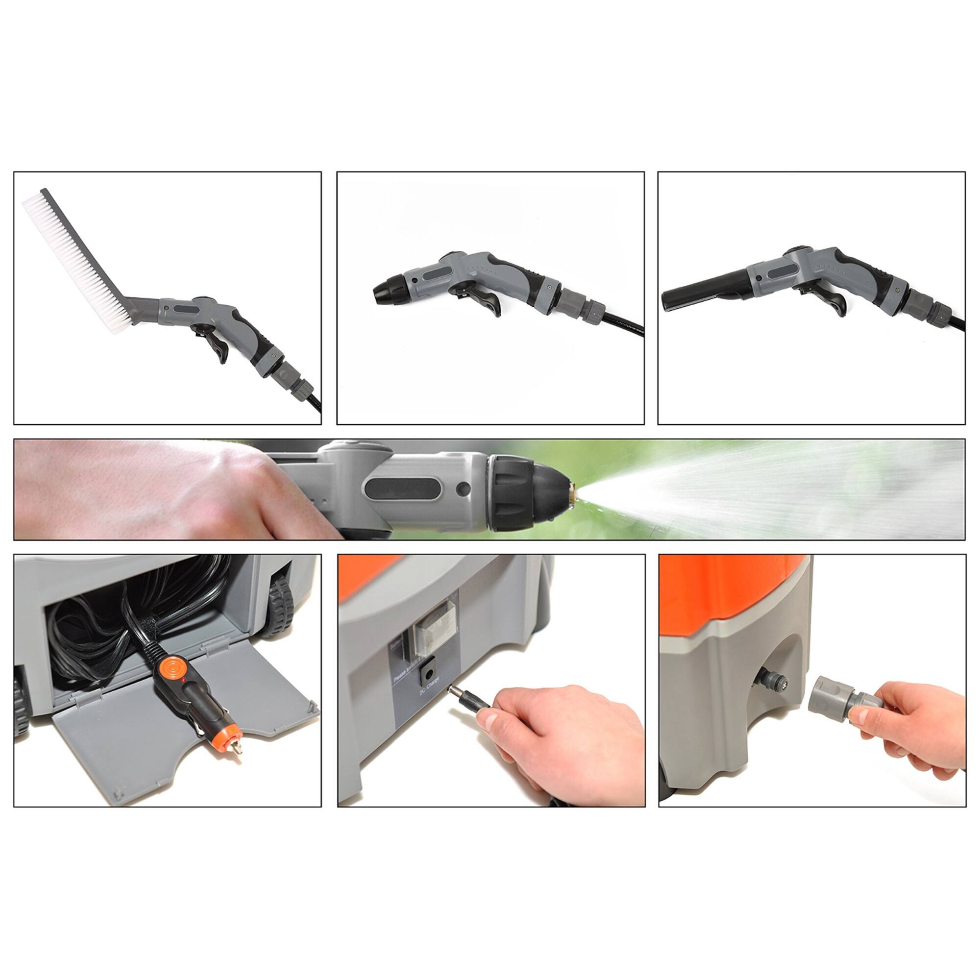 Alt View 4. Ivation - Multipurpose Portable Spray Washer - Rechargeable Portable Washer with 12V Plug & Wheels - Orange.
