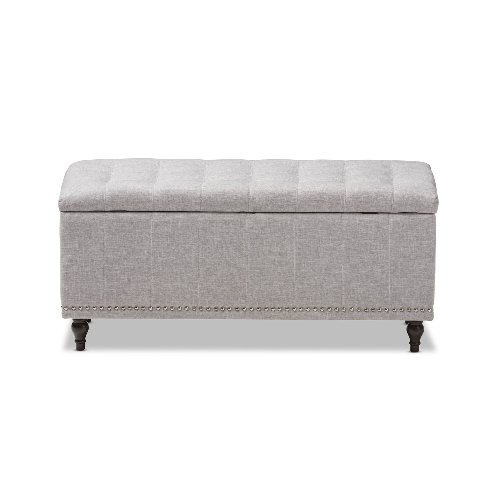 Alt View 1. Baxton Studio - Kaylee Modern Classic Fabric Upholstered Button-Tufting Storage Ottoman Bench - Grayish Beige.