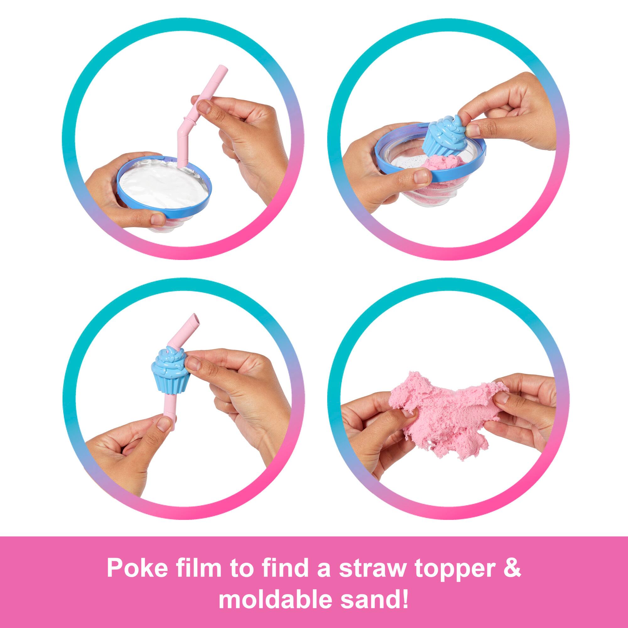 Poke film to find a straw topper & moldable sand!