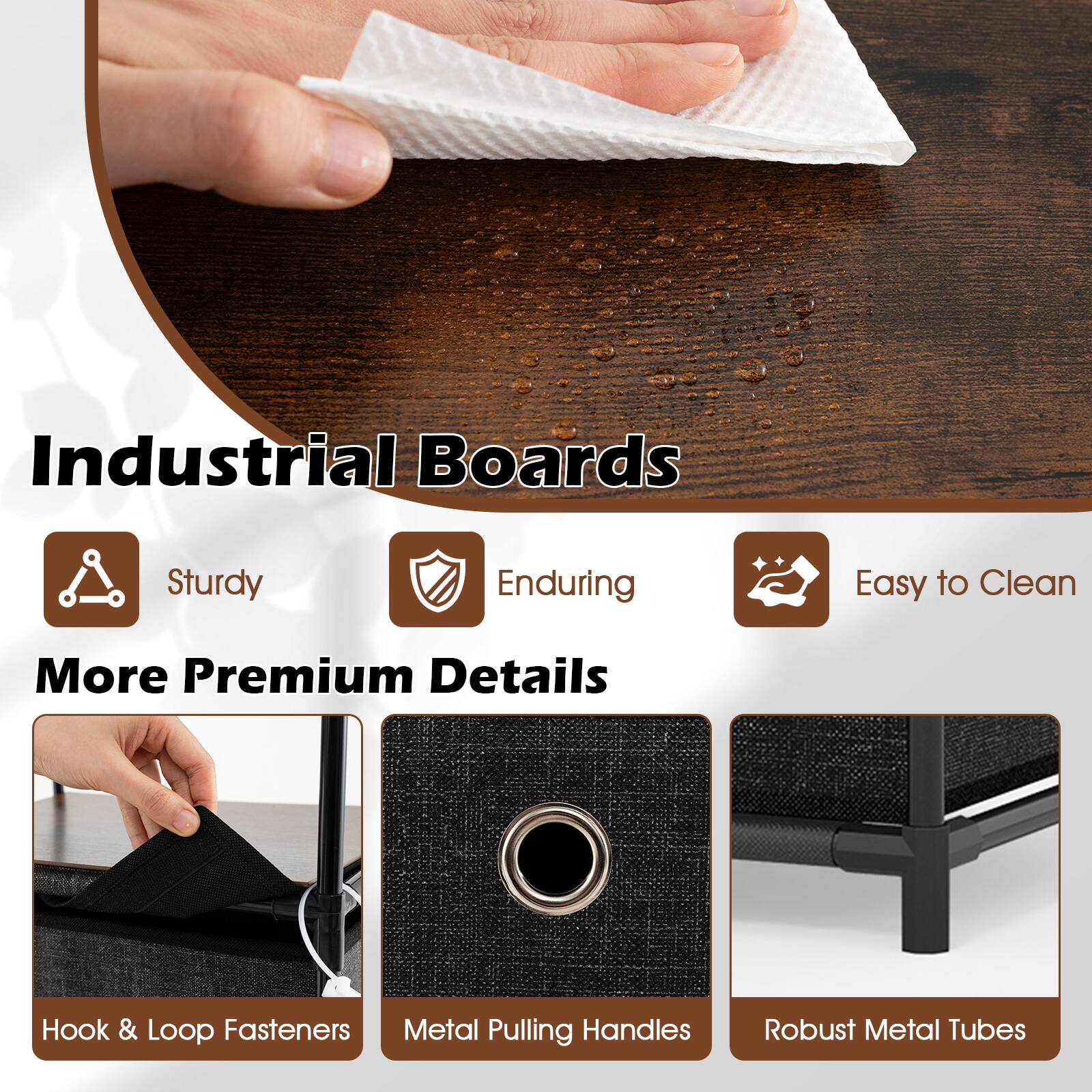 Industrial Boards

Sturdy  
Enduring  
Easy to Clean  

More Premium Details

Hook & Loop Fasteners  
Metal Pulling Handles  
Robust Metal Tubes