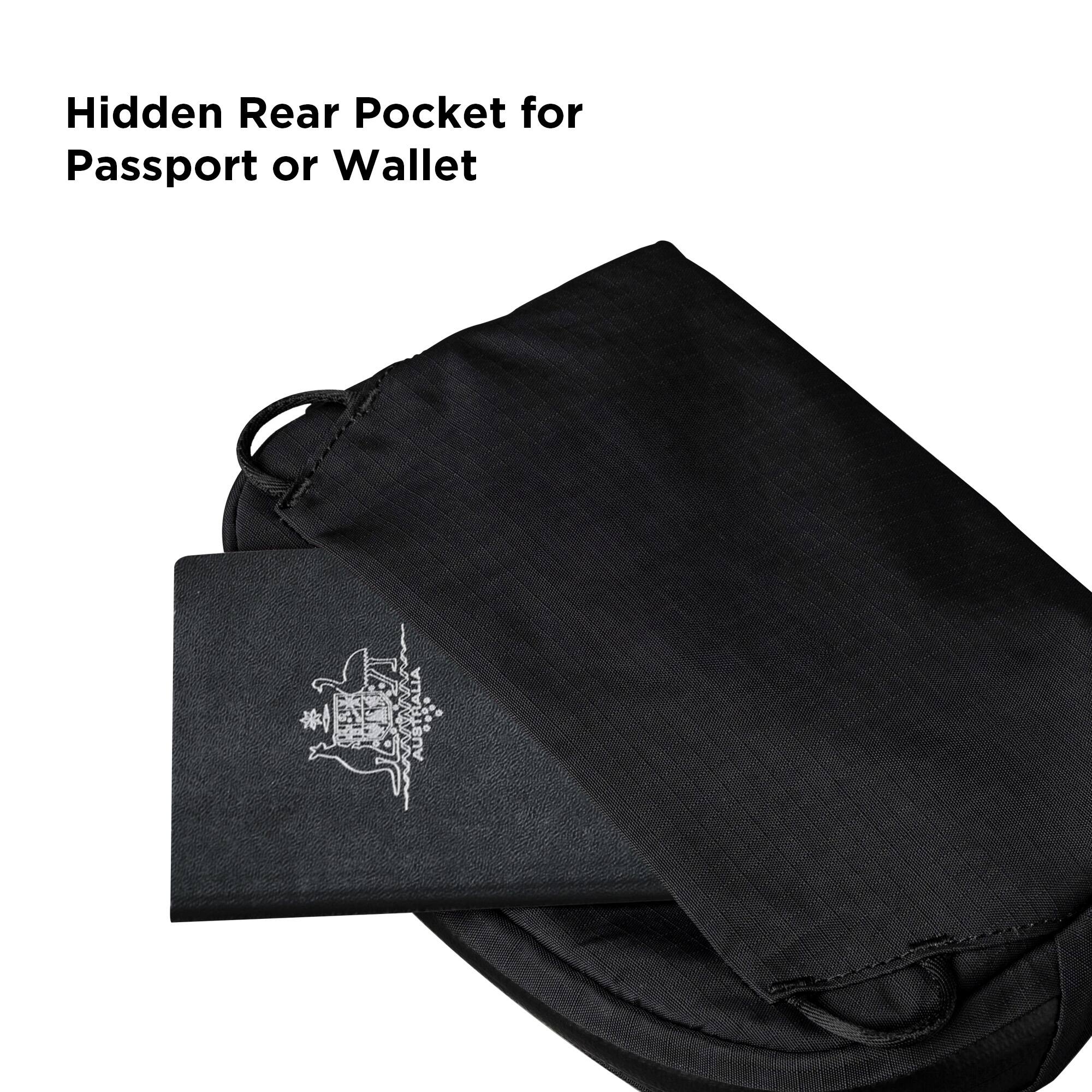 Hidden Rear Pocket for Passport or Wallet