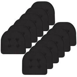 Sweet Home Collection - Solid Color U Shaped Memory Foam 17" x 16" Chair Cushions, 12-Pack - Black