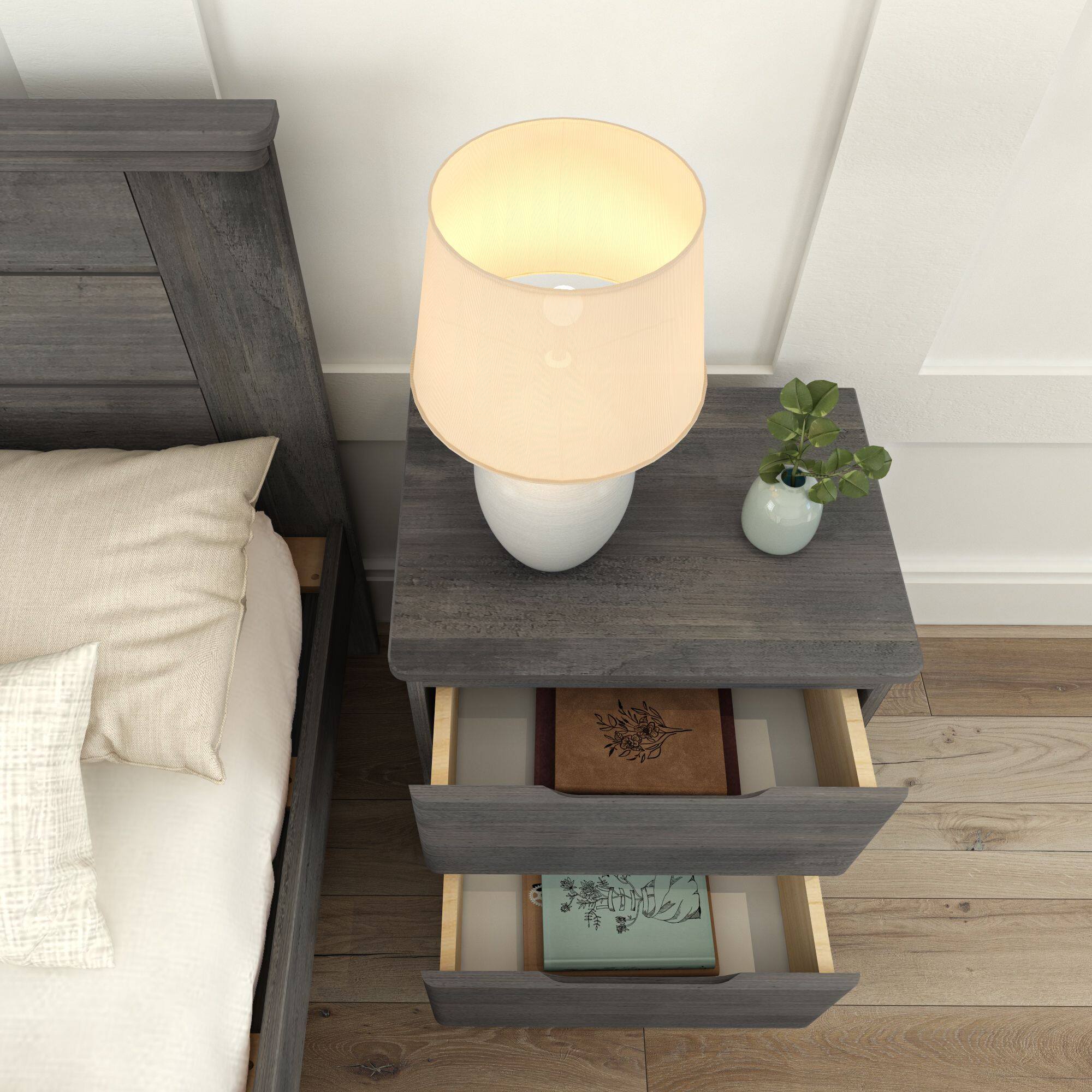 Alt View 4. Plank+Beam - Plank+Beam Farmhouse 2 Drawer Nightstand, Driftwood - Driftwood.