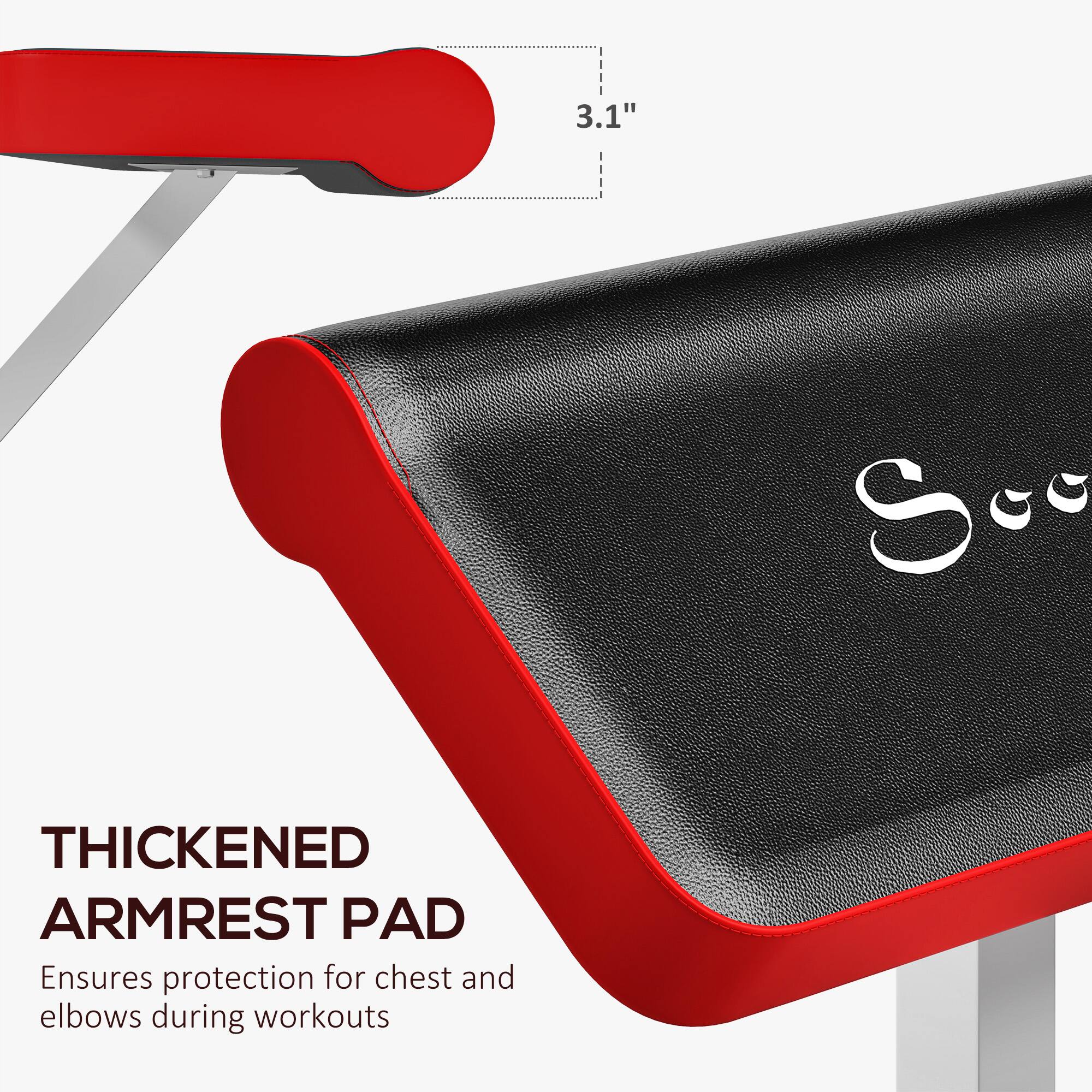 3.1" THICKENED ARMREST PAD  
Ensures protection for chest and elbows during workouts