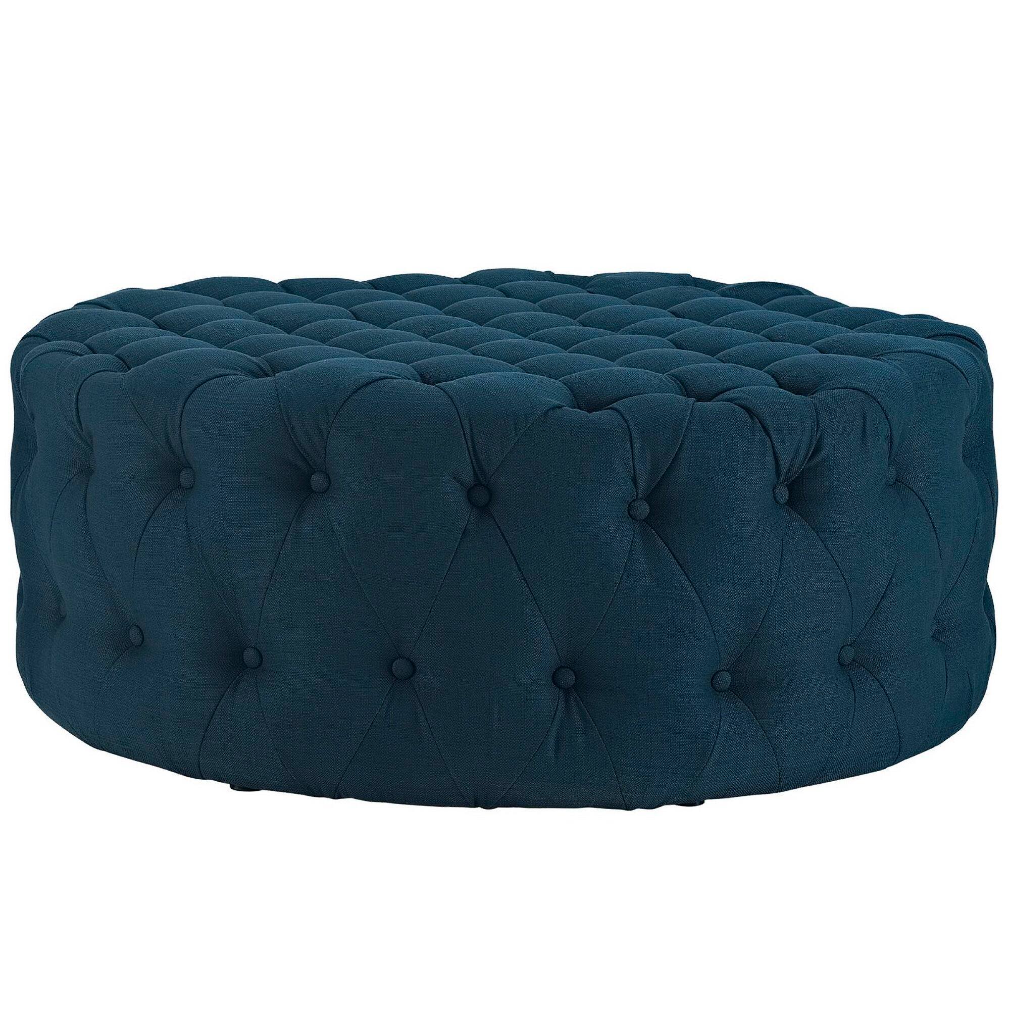 Back. Modway - Amour Upholstered Fabric Ottoman - Blue.