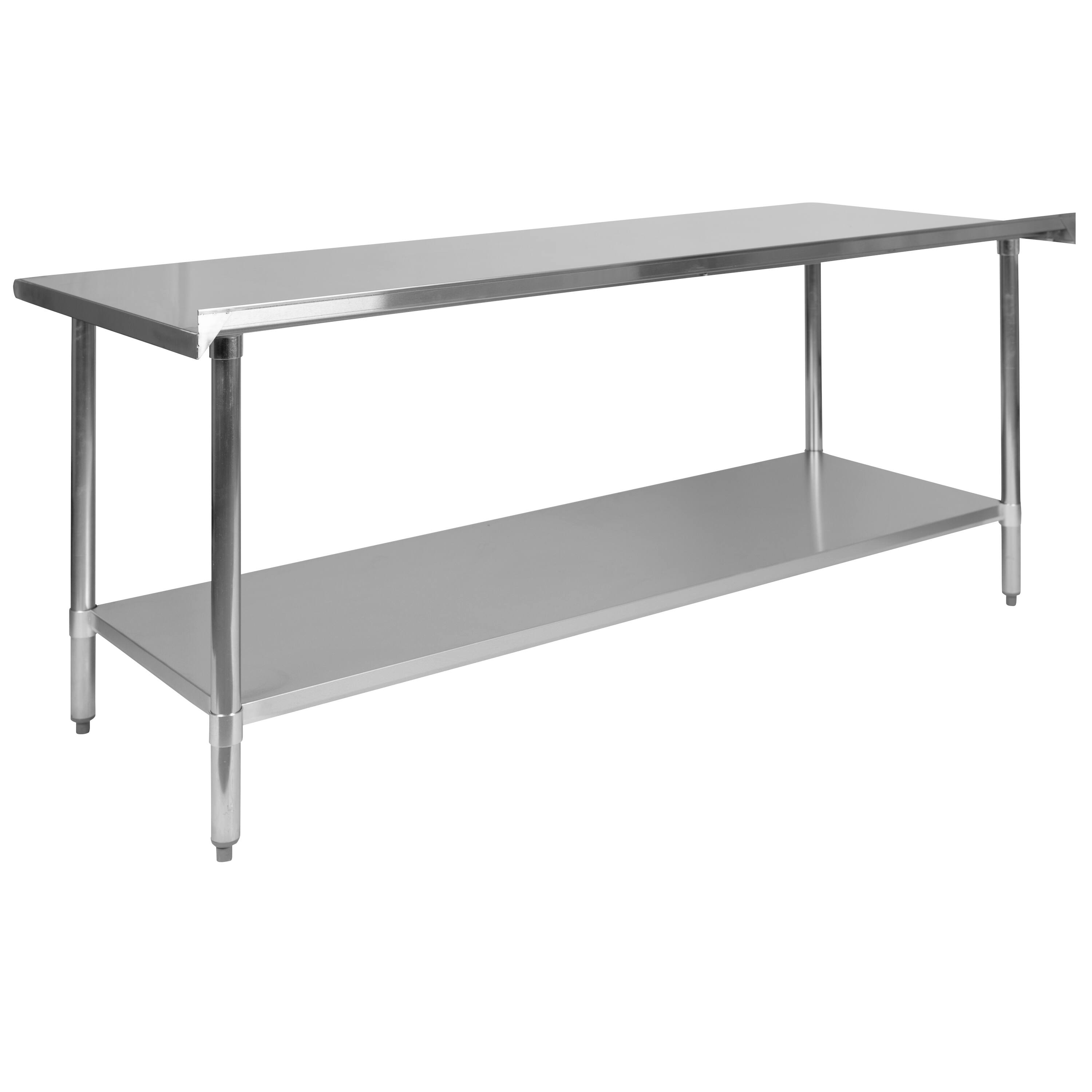 Alt View 5. Emma + Oliver - Stainless Steel 18 Gauge Prep and Work Table with Backsplash and Shelf, NSF - Stainless Steel.