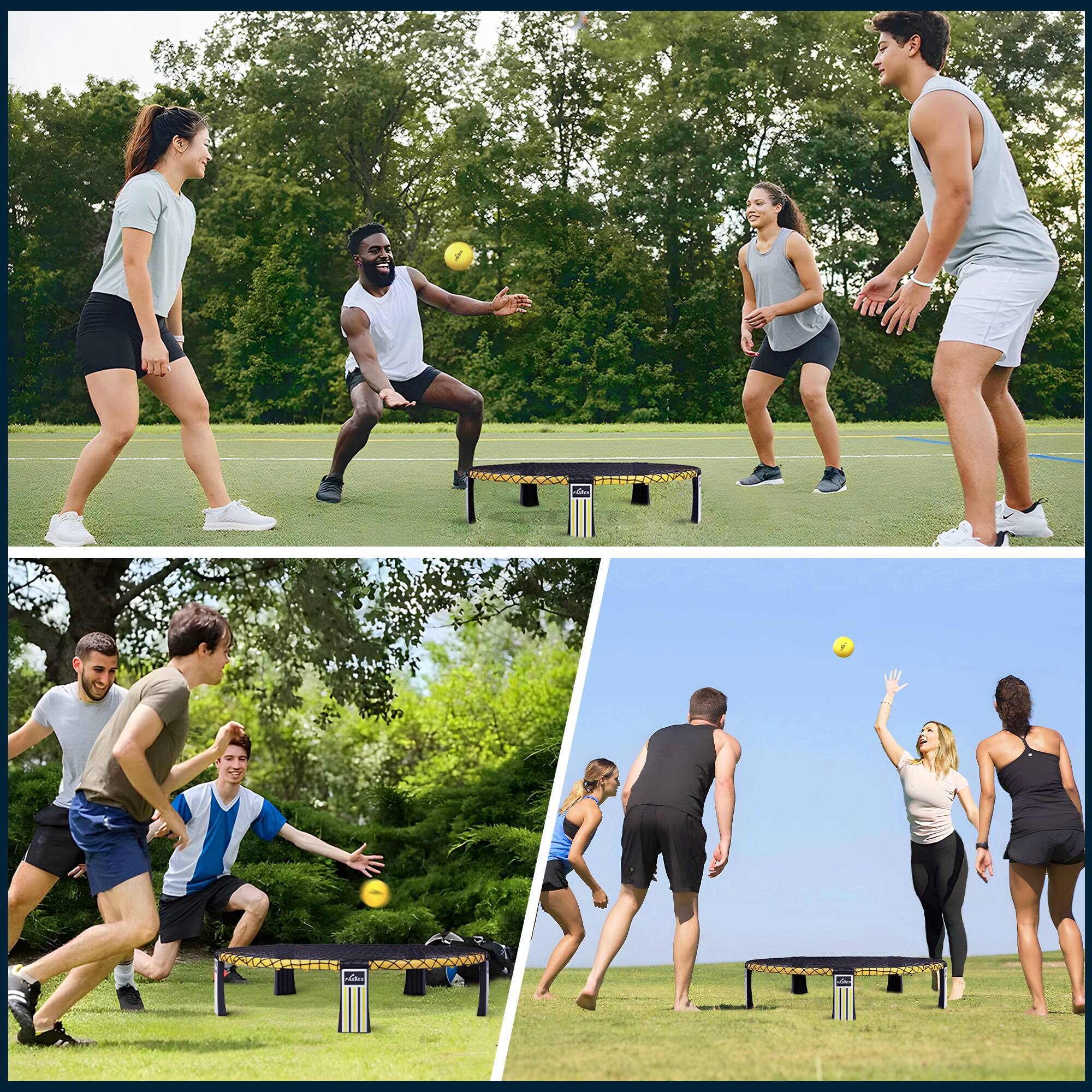 Alt View 3. KERDOM - Outdoor Fun Beach Ball Game Set - Lawn Catch Ball Sport Portable Roundnet Game For Family Gathering, Camping Activitiy - Yellow.