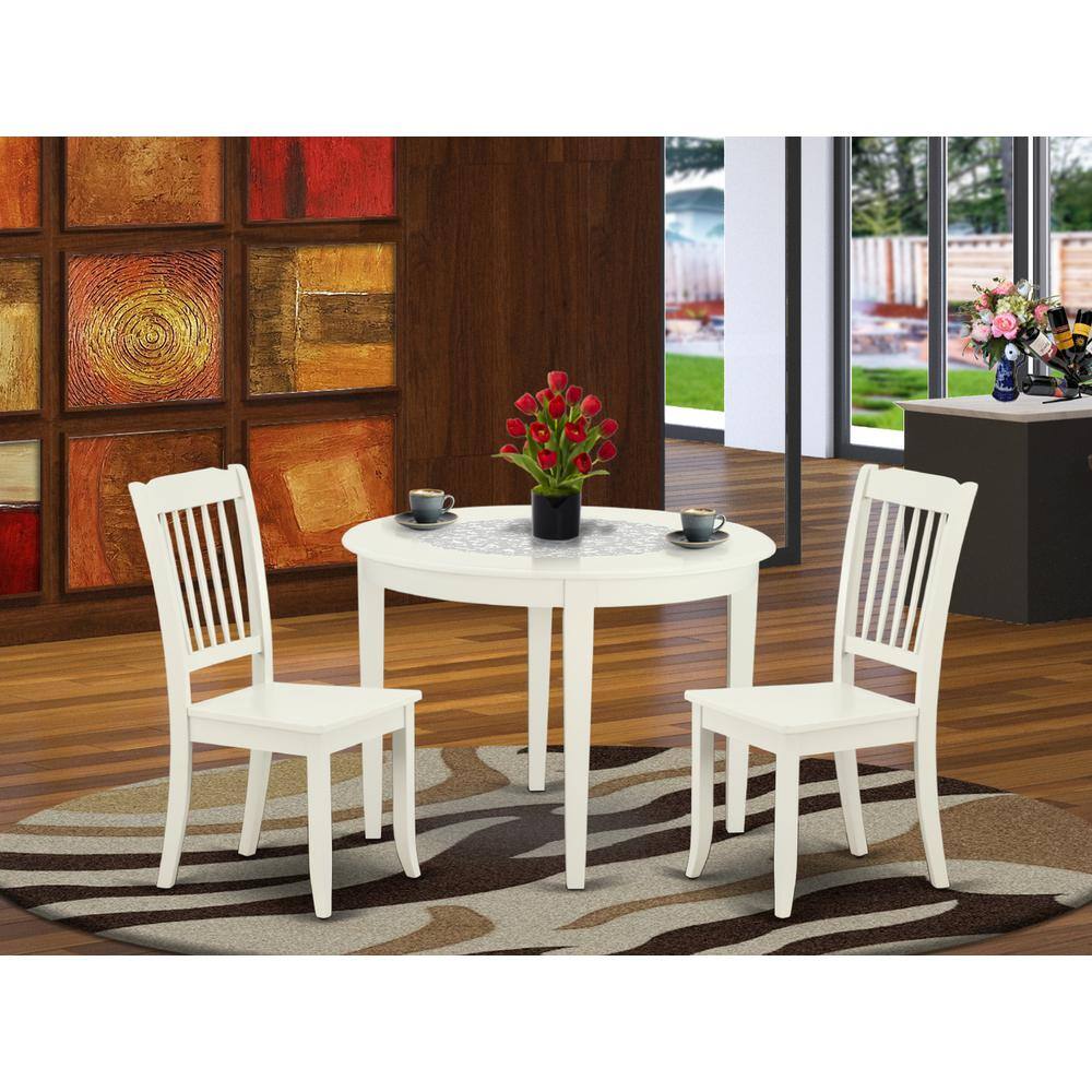 Left. East West Furniture - Dining Room Set Linen White - Brown.