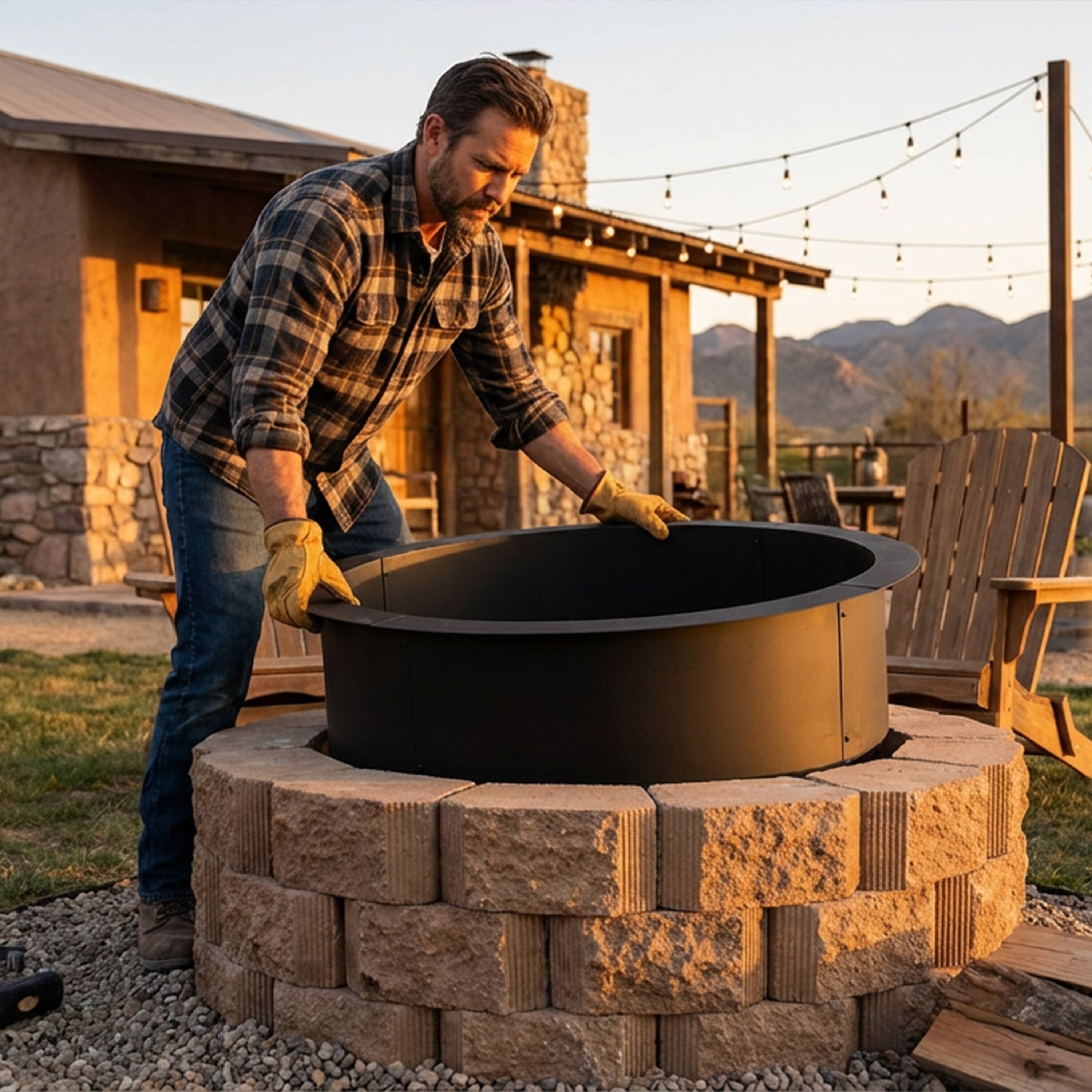 Alt View 10. Sunnydaze - 30 in Heavy-Duty Steel Above/In-Ground Fire Pit Ring Insert - Black.