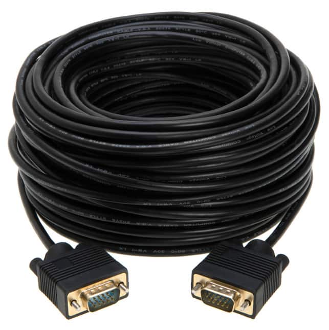 Cables Direct Online - SVGA VGA Male to Male Cable – 100ft, HD15 1080p Monitor Projector Video Cord with Gold-Plated Connectors - Black