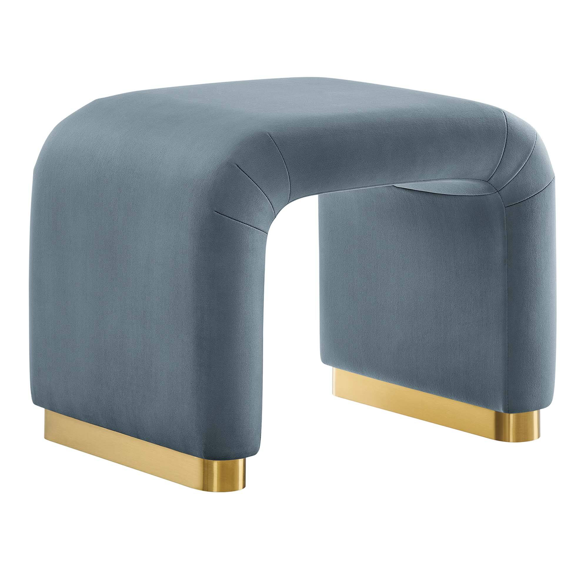 Angle. Modway - Koda Performance Velvet Waterfall Stool by Modway - Brass Cadet Blue.