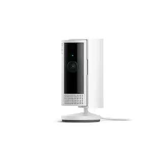 Front. Ring - Indoor Plug-In 1080p Security Camera (2nd - Generation) with Privacy cover - White.