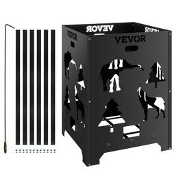 VEVOR - Burn Barrel, 21x21x27 inch Burn Cage, Carbon Steel Cage Incinerator, Incinerator Barrel with Lid and Handle for Outdoors - Black