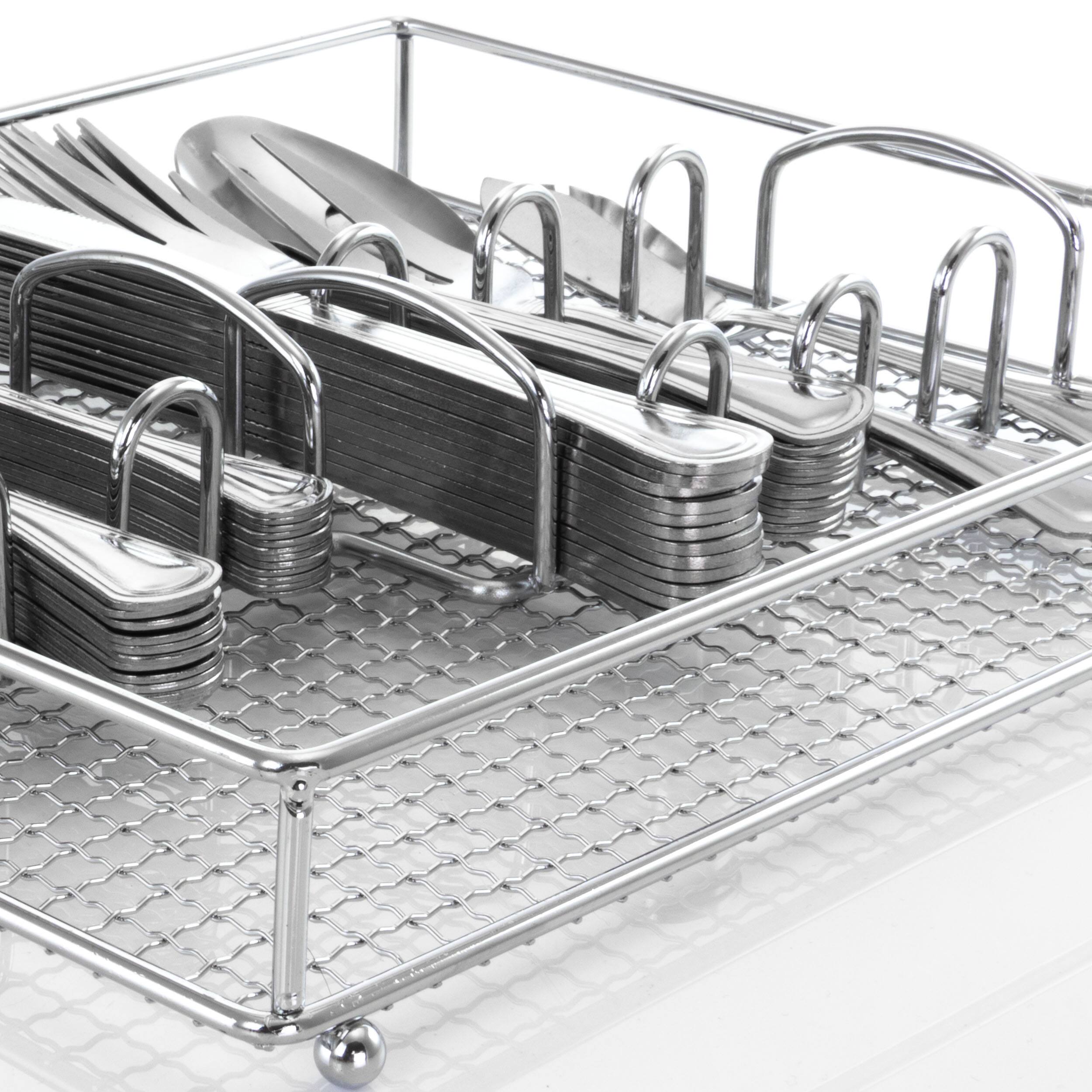 Alt View 5. Gibson - Gibson Home South Bay 65 Piece Stainless Steel Flatware Service Set with Wire Caddy - Silver.