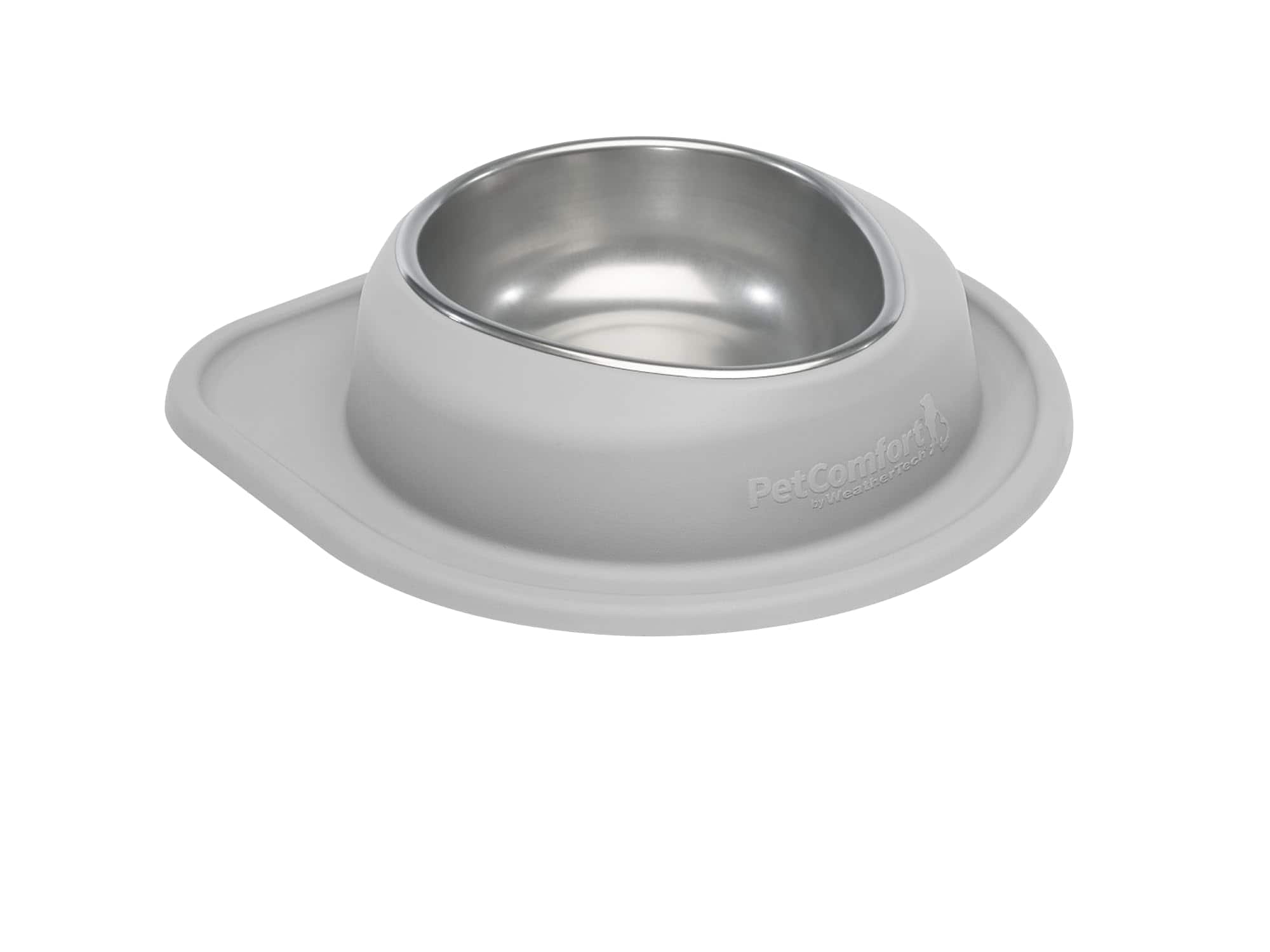 WeatherTech - Single Low Pet Feeding System | Compact Pet Food and Water Station - Light Grey - 64oz (8 Cup) Stainless Steel Bowl - Light Gray
