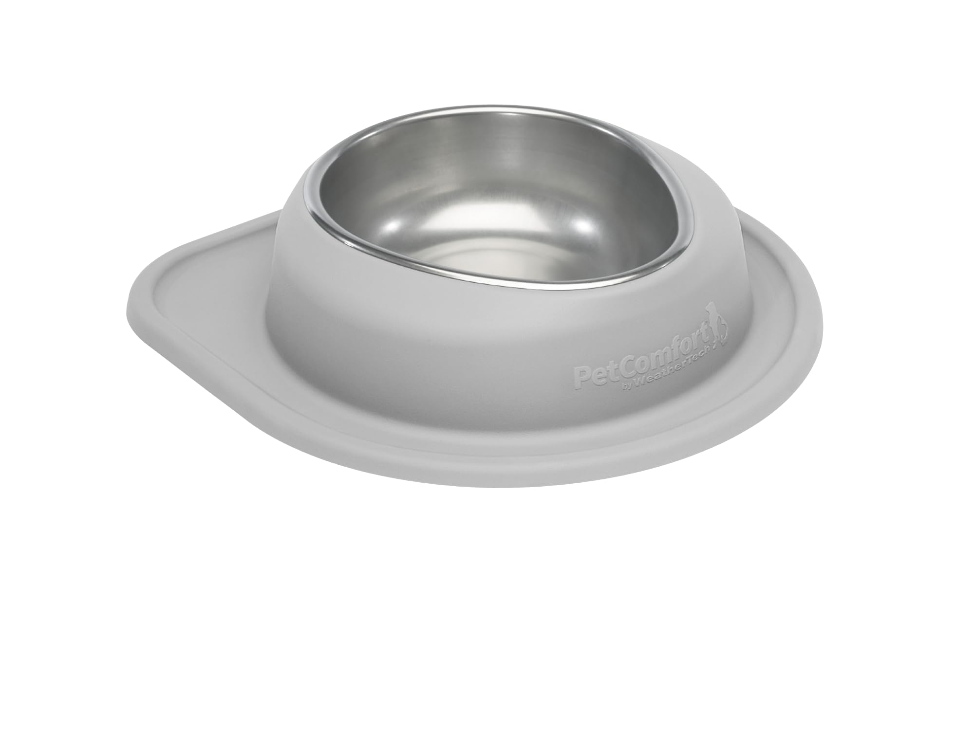 Front. WeatherTech - Single Low Pet Feeding System | Compact Pet Food and Water Station - Light Grey - 64oz (8 Cup) Stainless Steel Bowl - Light Grey.