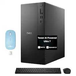 Dell - Upgraded - Tower ECT1250 Desktop (Ultra 7-265, 64GB, 2TB SSD, Intel UHD, WiFi 6, Win 11 Pro) w/Dockztorm Wireless Mouse - Black