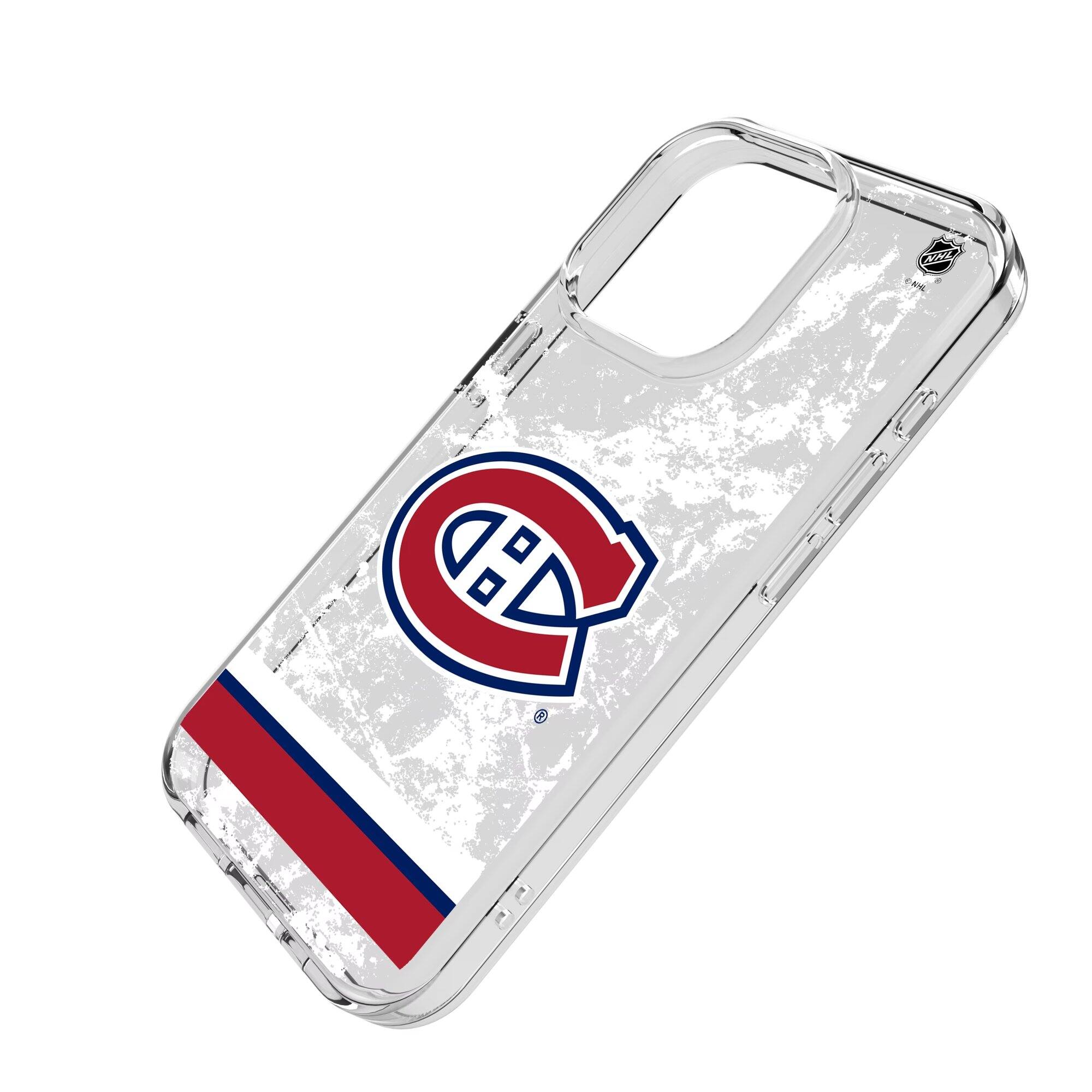 Alt View 1. Keyscaper - Montreal Canadiens iPhone Stripe Clear Ice Case - 16 Plus - Multicolor.