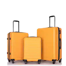 Travelhouse - 3 Piece Hardside Luggage Set Hardshell Lightweight Suitcase with TSA Lock Spinner Wheels - Orange