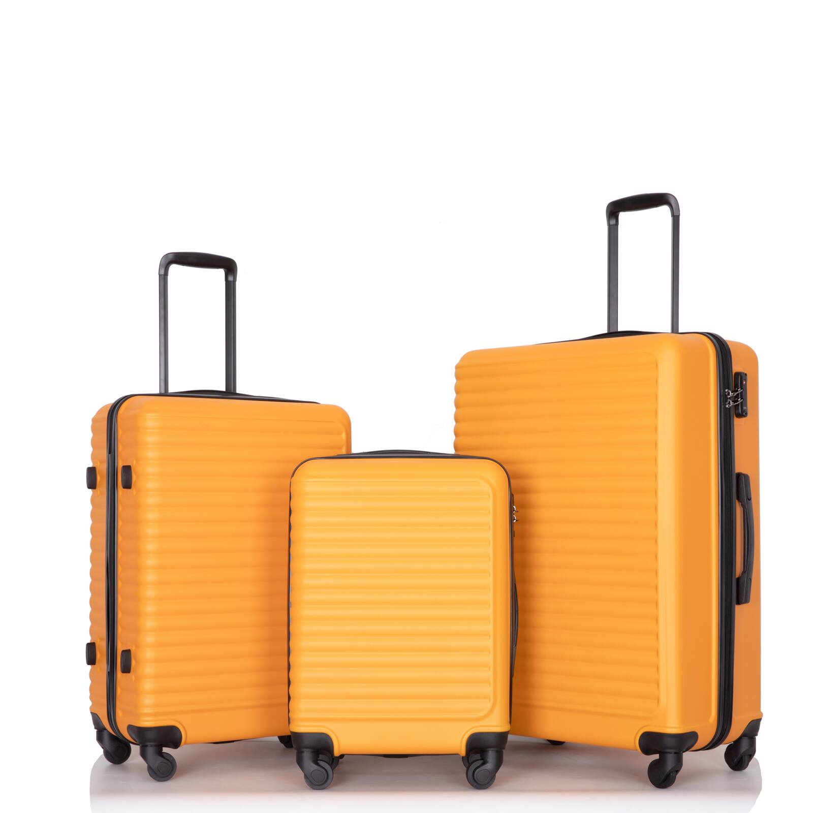 Front. Travelhouse - Travelhouse 3 Piece Hardside Luggage Set Hardshell Lightweight Suitcase with TSA Lock Spinner Wheels.(Orange) - Orange.