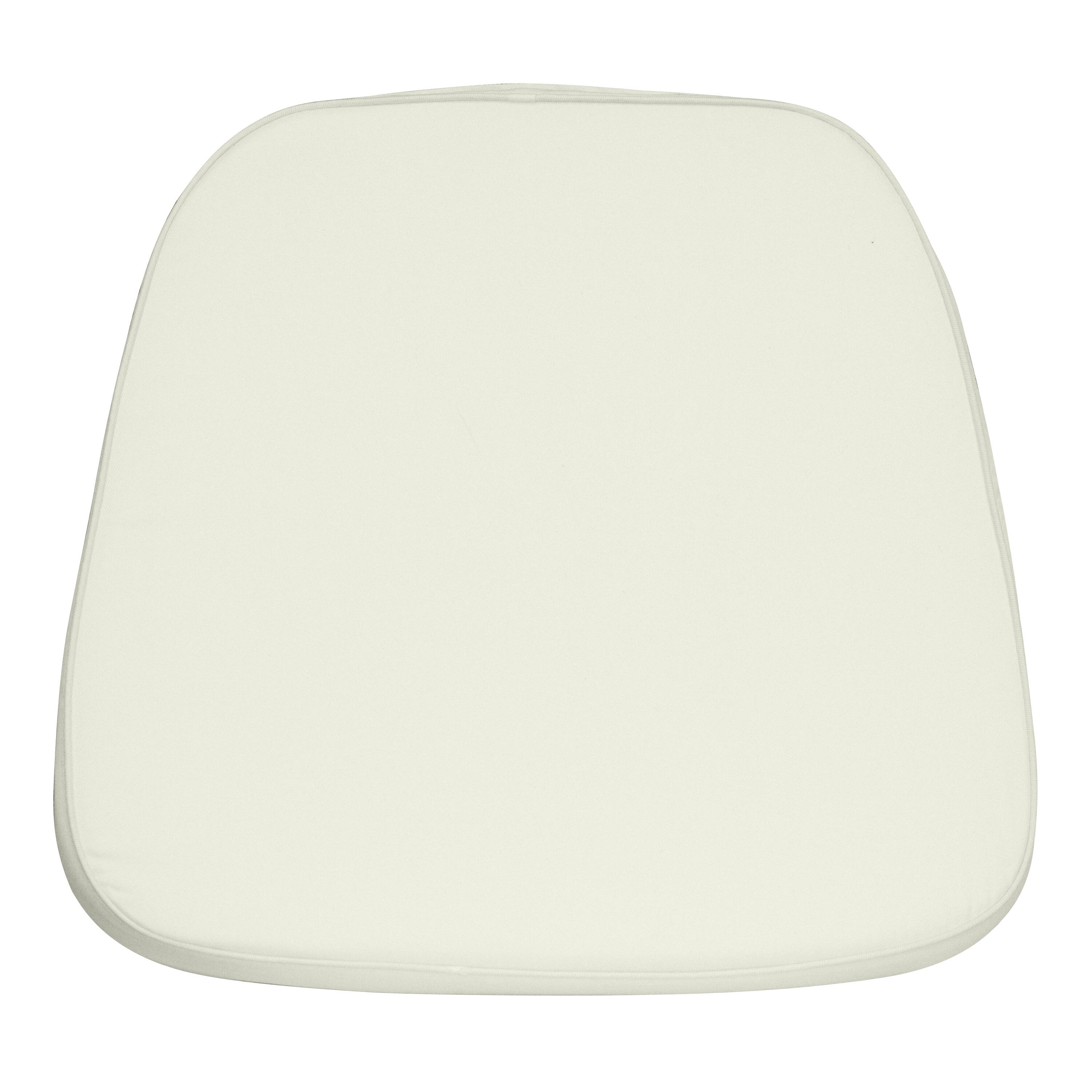 Front. Emma + Oliver - Soft Fabric Chiavari Dining Chair Cushion - Ivory.