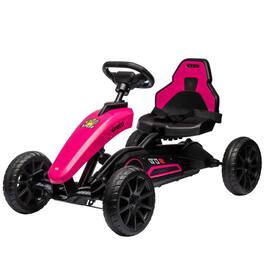 BreeBe - Aosom Kids Pedal Go-Kart, Outdoor Ride-On Toy with Swing Axle, Adjustable Seat, Shock-Absorbing Wheels, Ages 3-8 - Pink