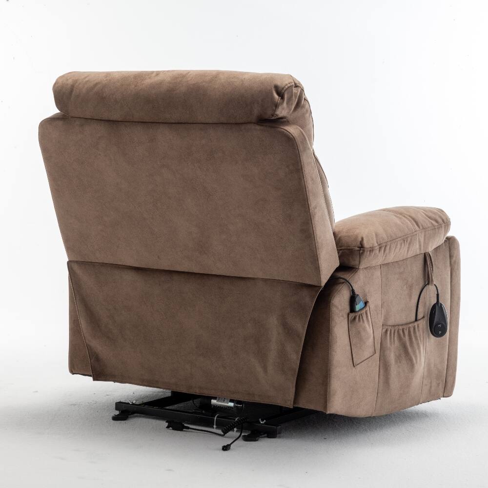 Back. Loheer - Loheer Power Lift Recliner Electric Reclining Chair Massage Heat - Brown.
