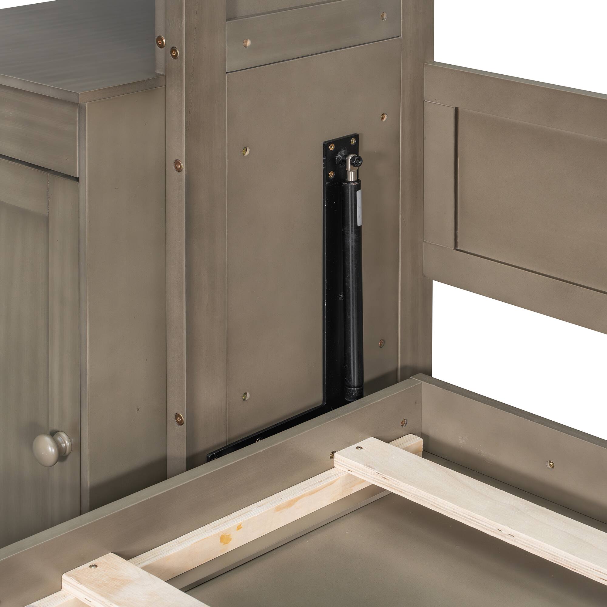 Alt View 4. Anysun - Queen Murphy Bed with Desk, Storage Shelves and Cabinets, Hidden Wall Bed for Space-Saving Home Office - Gray.