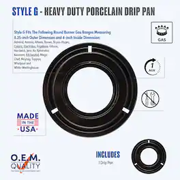Range Kleen - P300 Style G 8.25-Inch Round Heavy Duty Black Porcelain Drip Pan
