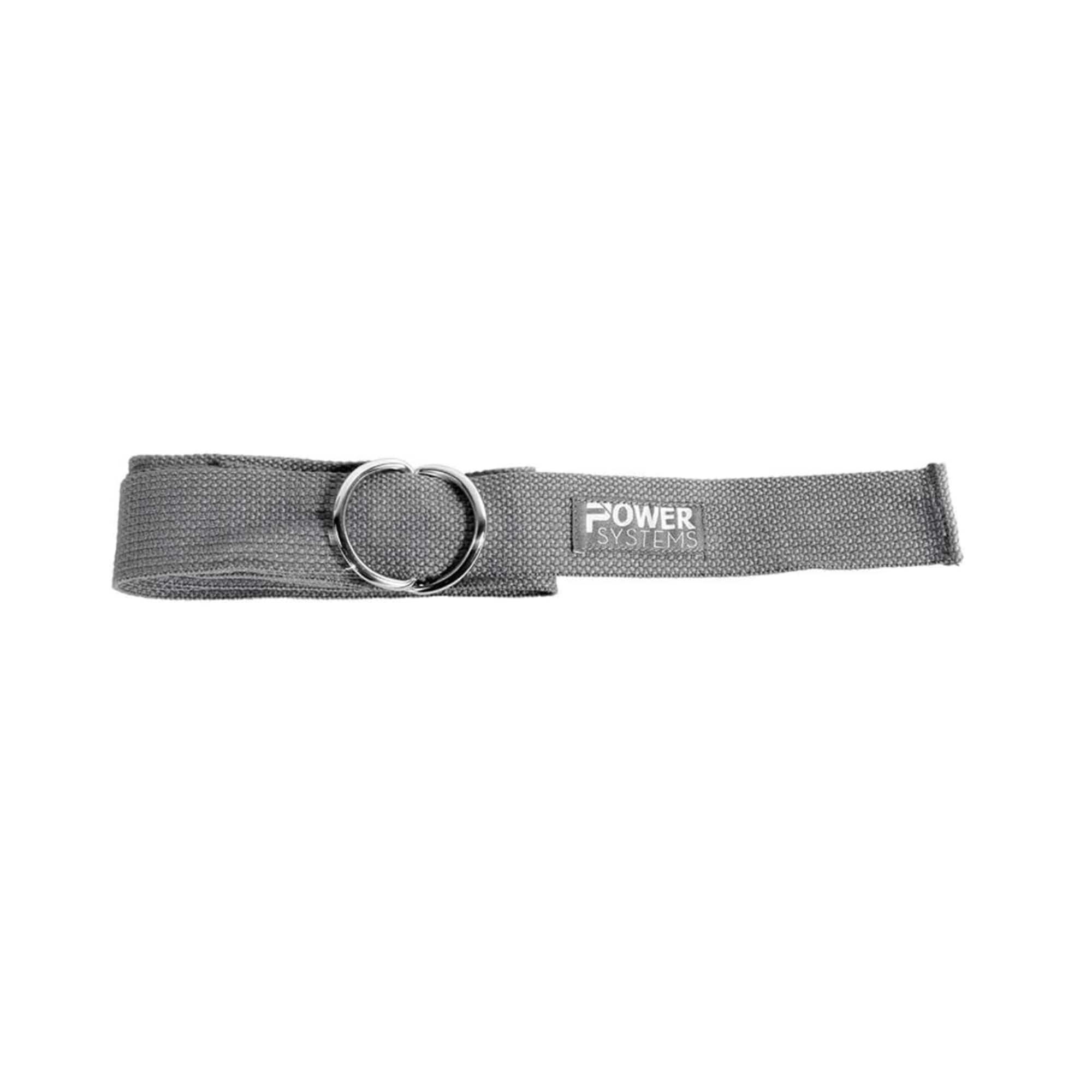 Power Systems - 8ft Yoga Strap with D-Ring, Adjustable Cotton Yoga Stretching Belt for Flexibility & Support - Dark Gray