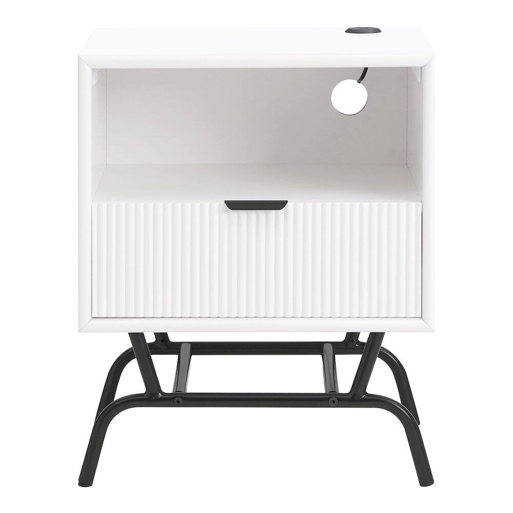 Angle. Furniture of America - Gleb Wood Storage End Table with USB Port - White.