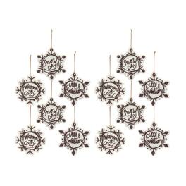 BreeBe - Cut Cookie Design Snowflake Ornament (Set of 12) - White, Brown