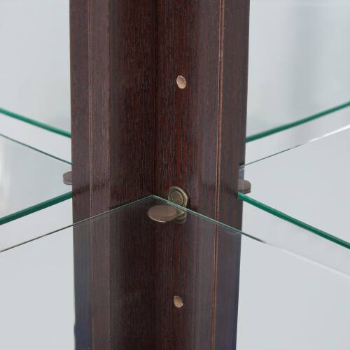 Alt View 2. LUCKY ONE - Freestanding Corner Curio Cabinet with Tempered Glass Shelves LED Light Display for Living Room Decor - Cherry.