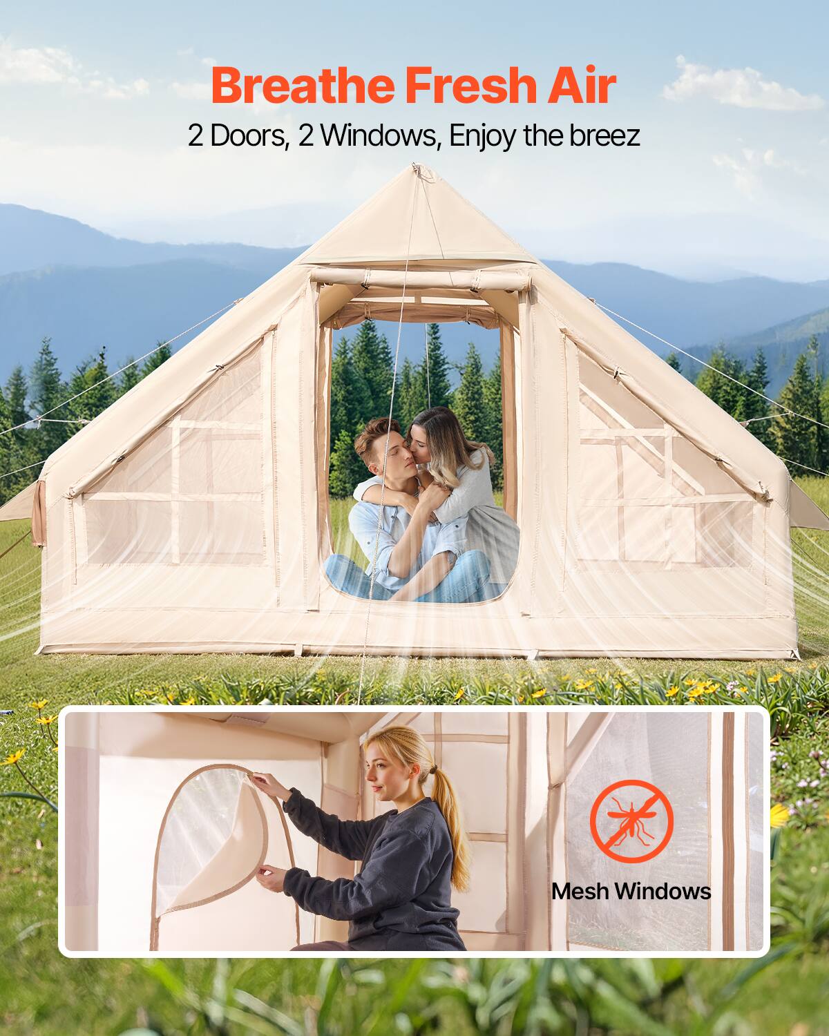 Breathe Fresh Air, 2 Doors, 2 Windows, Enjoy the breeze, Mesh Windows