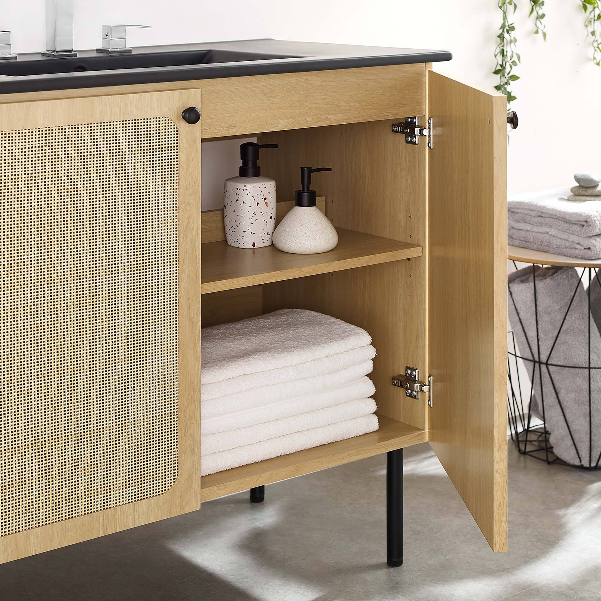 Alt View 1. Modway - Chaucer Bathroom Vanity with Black Basin Included by Modway - Oak Black.
