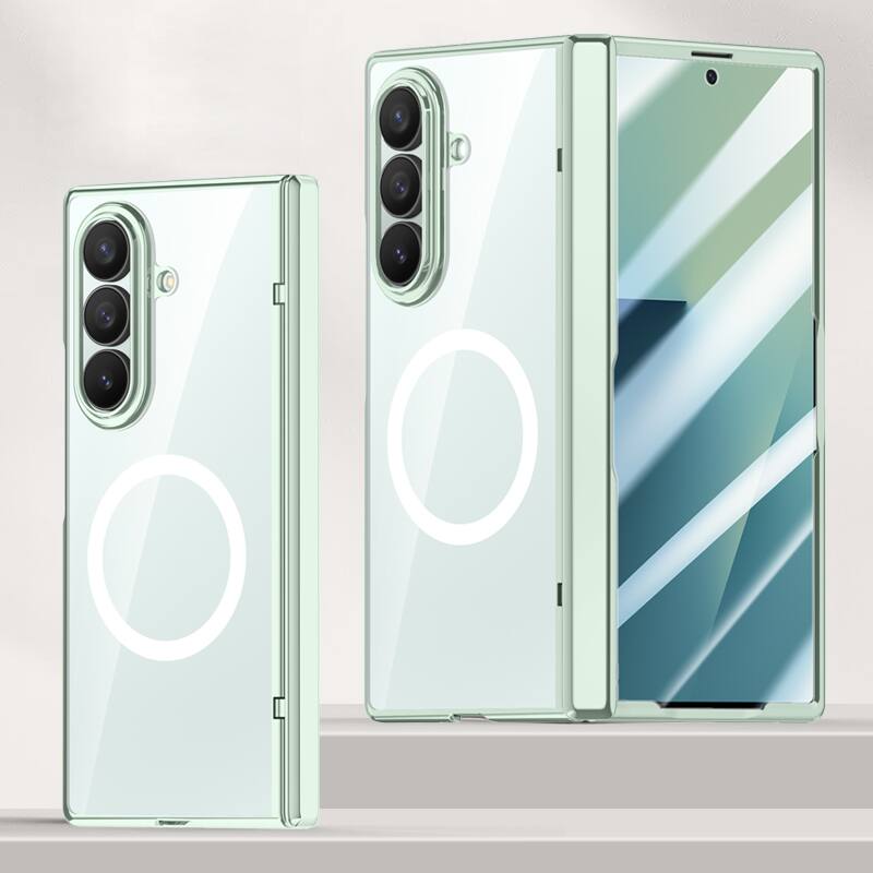 Alt View 6. Nakedcellphone - Electro Case for Samsung Galaxy Z Fold 7 Phone - Built-In Screen/Hinge Protector Compatible with MagSafe - Green.