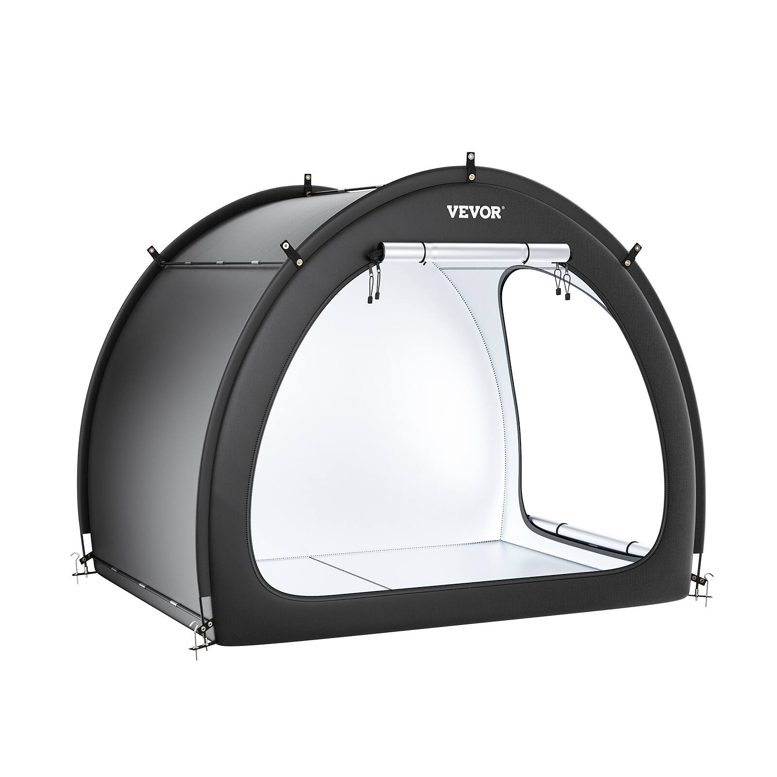 Alt View 5. VEVOR - 4 to 5 Bikes, Outdoor Spacious Bike Storage Tent with Ventilated Window, Waterproof Fan-Shaped Bike Tent - Black.