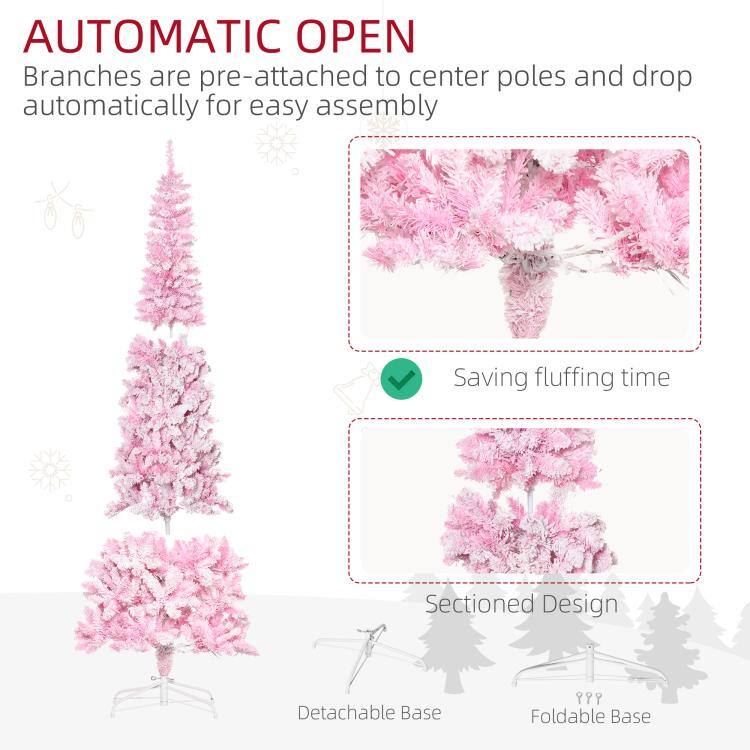 AUTOMATIC OPEN  
Branches are pre-attached to center poles and drop automatically for easy assembly  
Saving fluffing time  
Sectioned Design  
Detachable Base  
Foldable Base