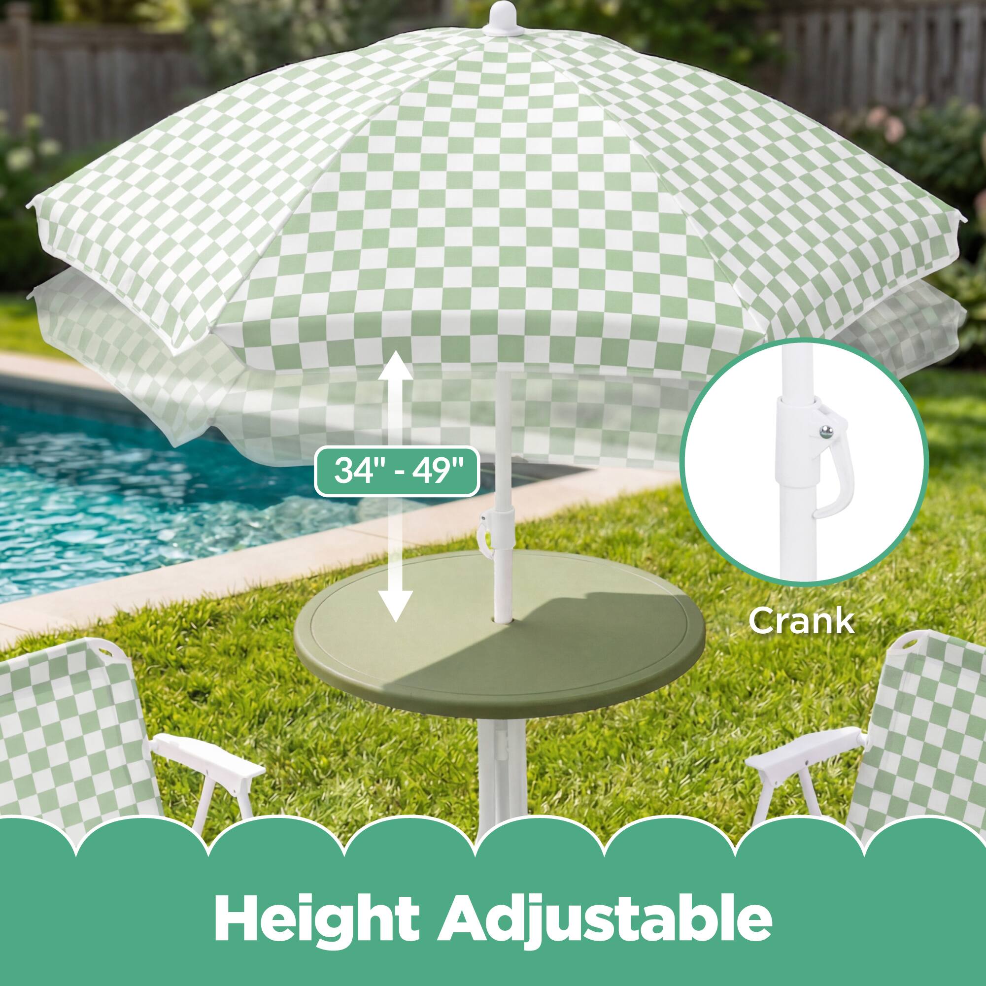 34" - 49"  
Crank Height Adjustable  
Height Adjustable