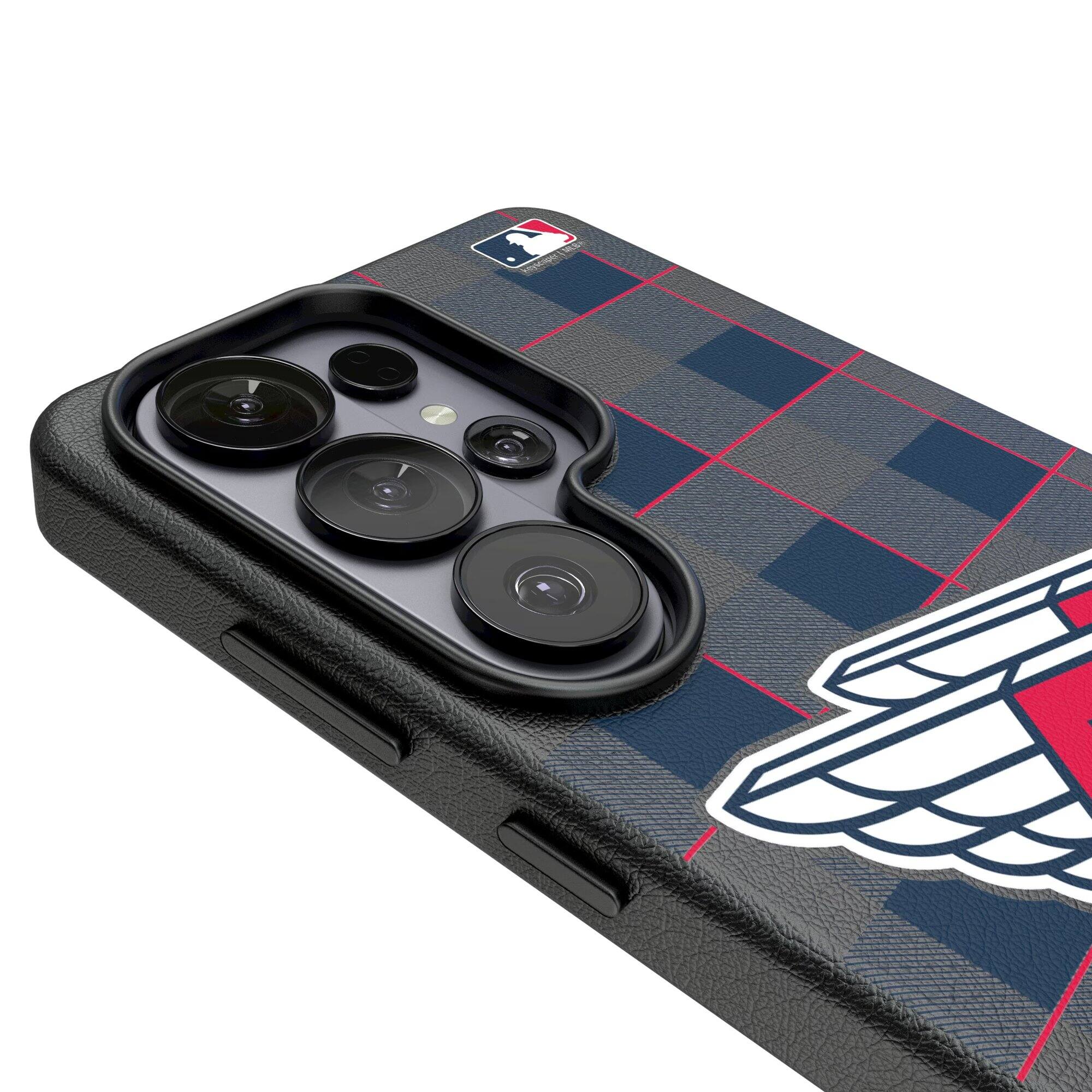 Alt View 2. Keyscaper - Cleveland Guardians Plaid Galaxy Magnetic Bump Case - S24 - Black.