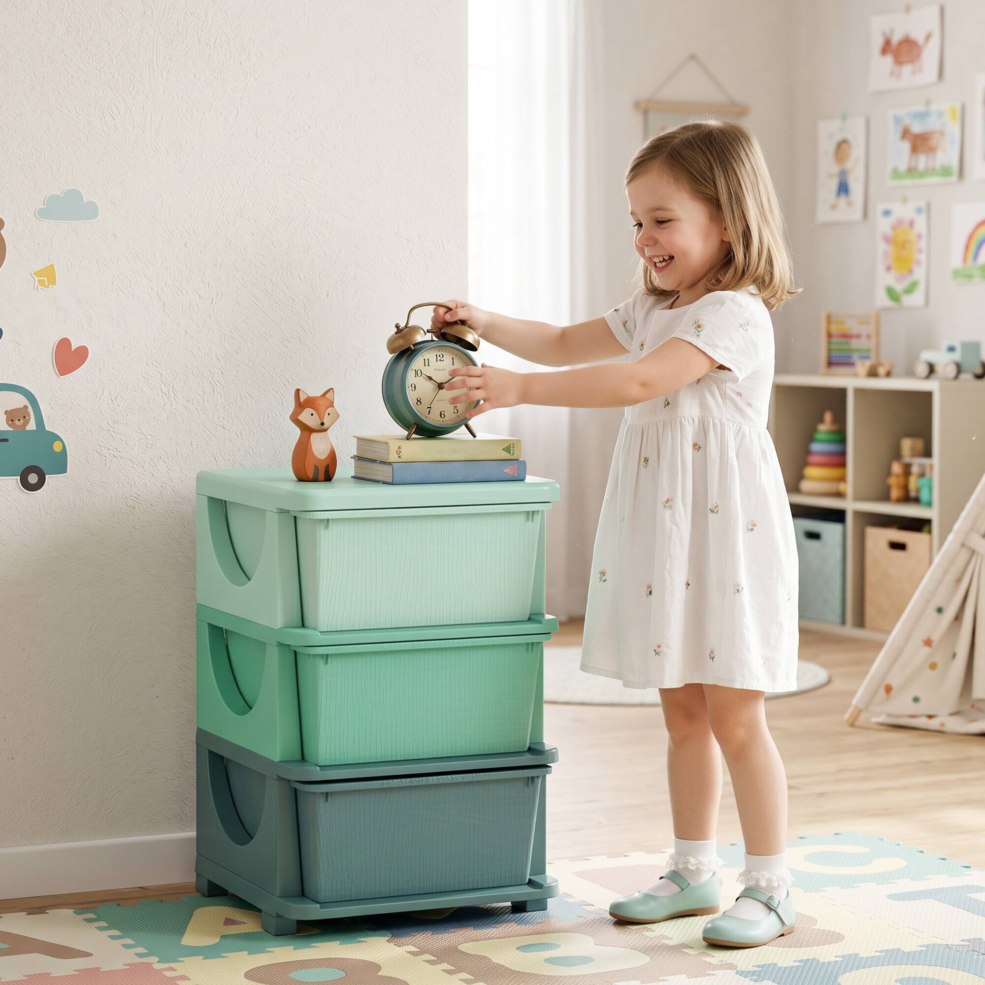 Alt View 1. Qaba - Tier Kids Storage Unit - Green.