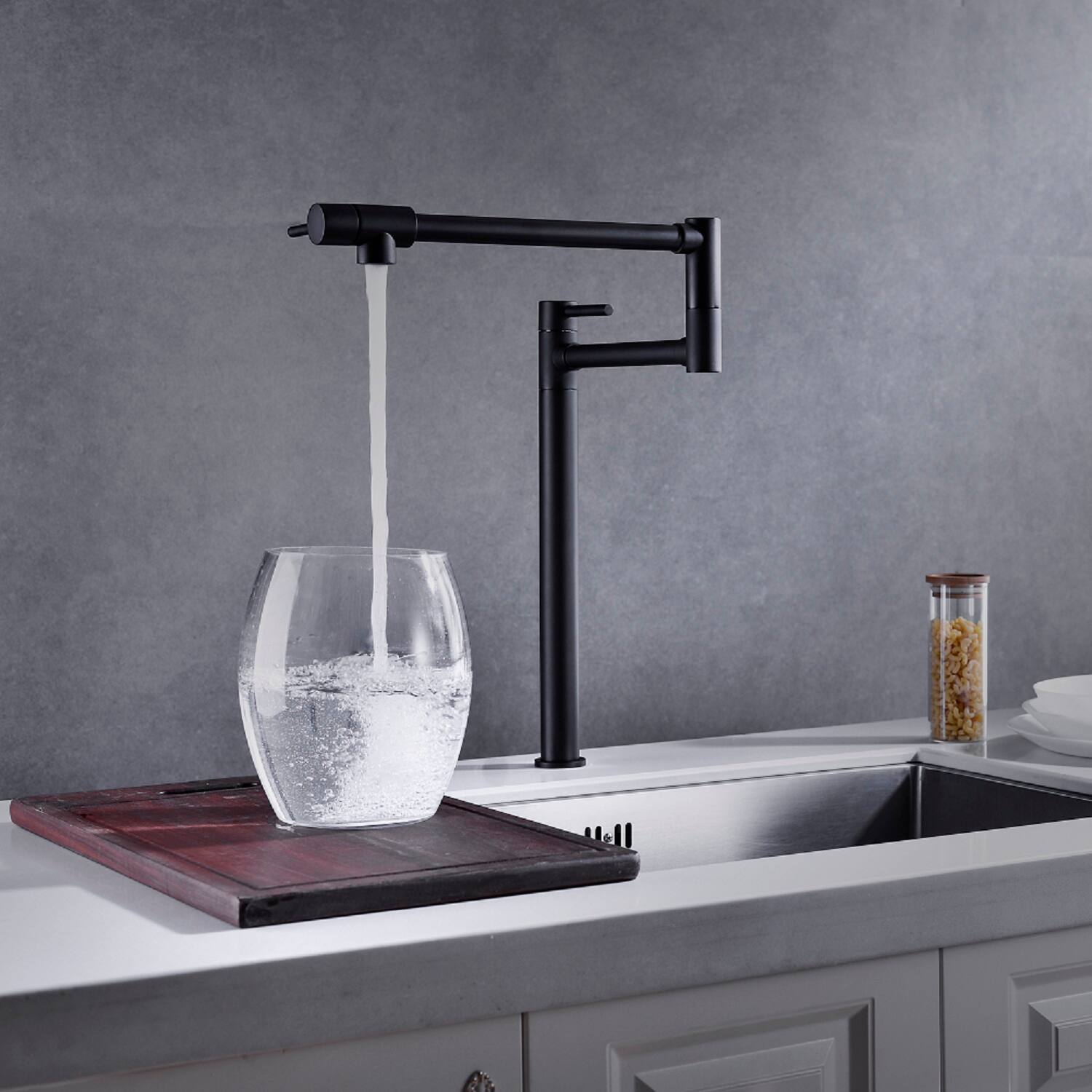 Alt View 1. Siljoy - Pot Filler Faucet with Extension Shank - Matte Black.
