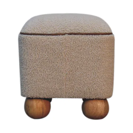 Front. Artisan Furniture - Artisan Furniture Serenity Footstool with Ball Feet, Beige and Brown - Brown.