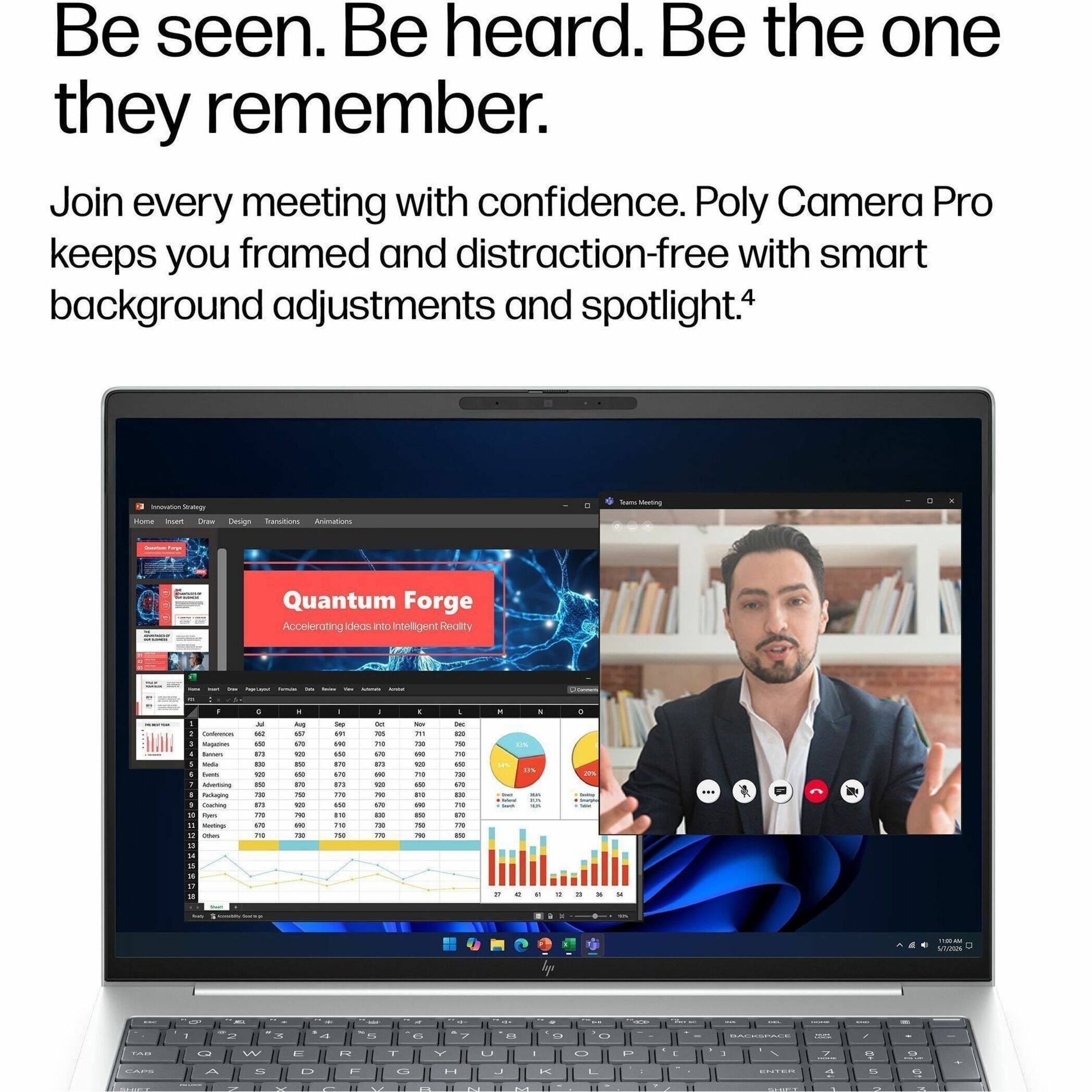 Be seen. Be heard. Be the one they remember. Join every meeting with confidence. Poly Camera Pro keeps you framed and distraction-free with smart background adjustments and spotlight.4
