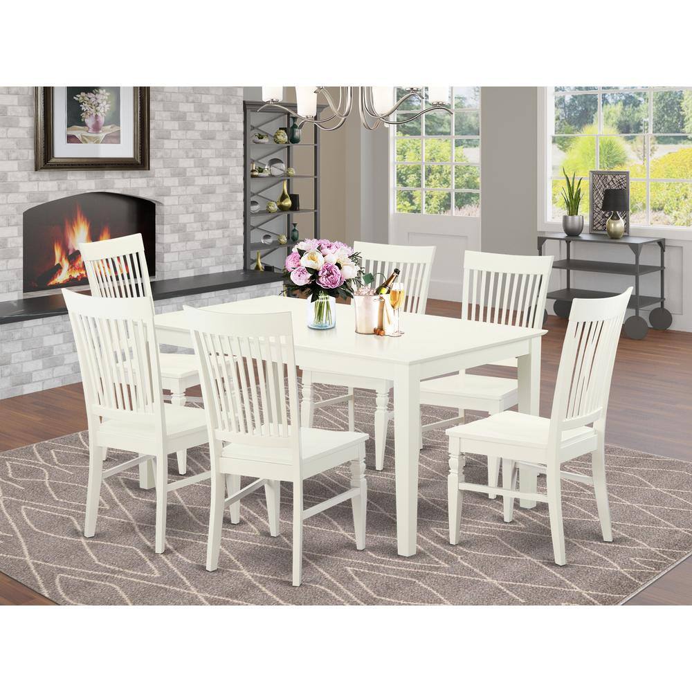 Left. East West Furniture - Dining Room Set Linen White - Brown.